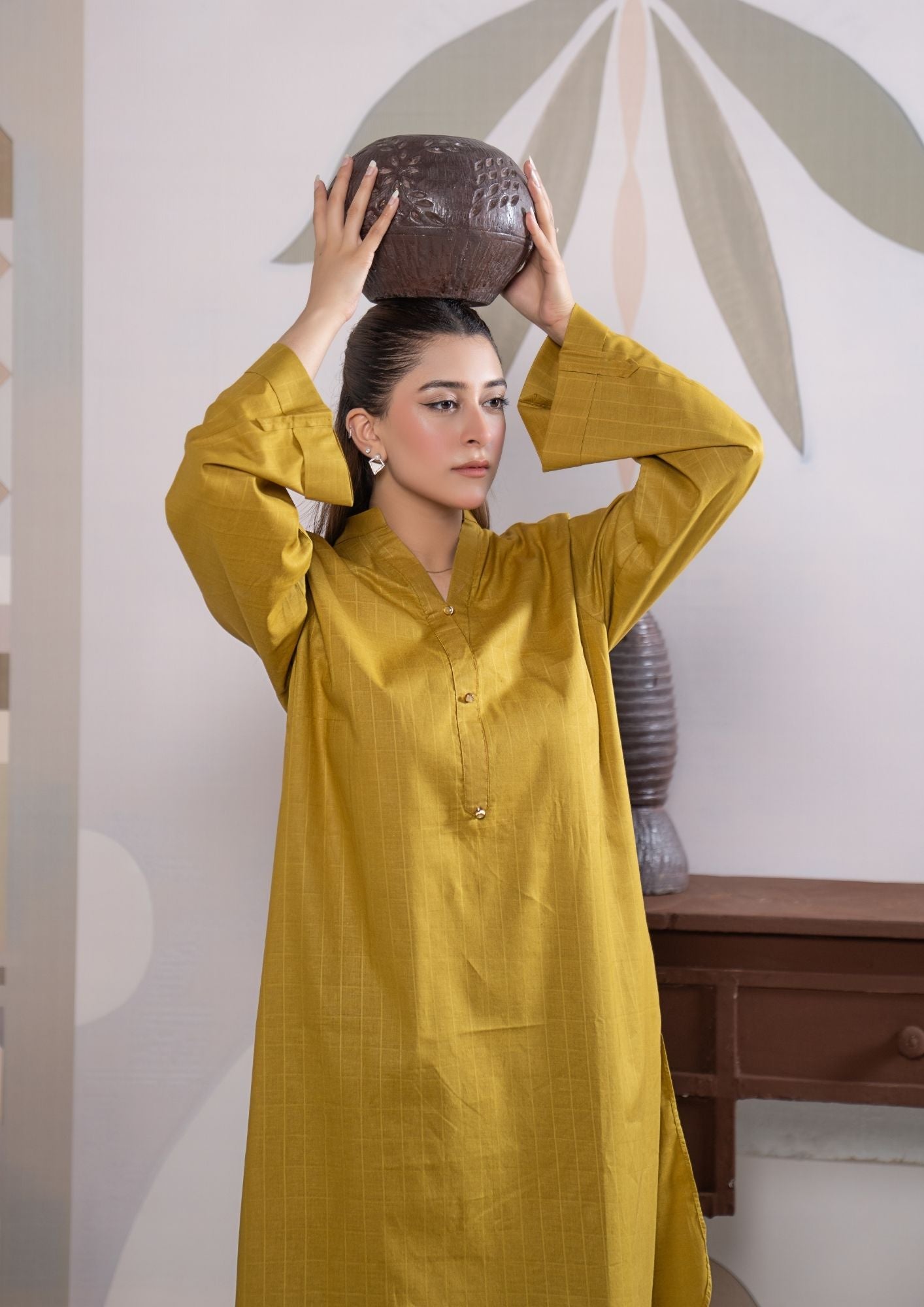 lawn cotton Co Ord Sets in Mustard