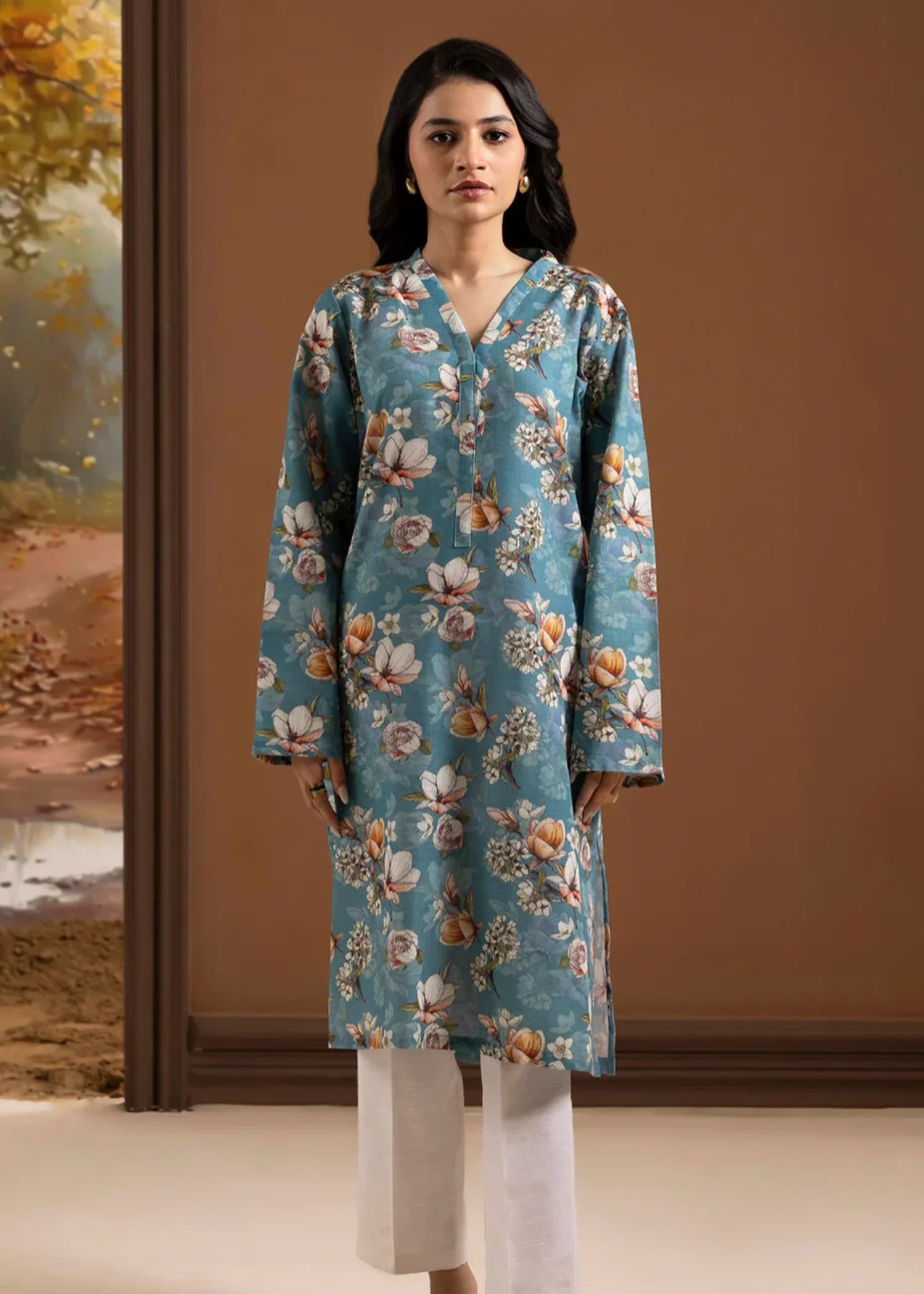 khaddar Kurti in Teal