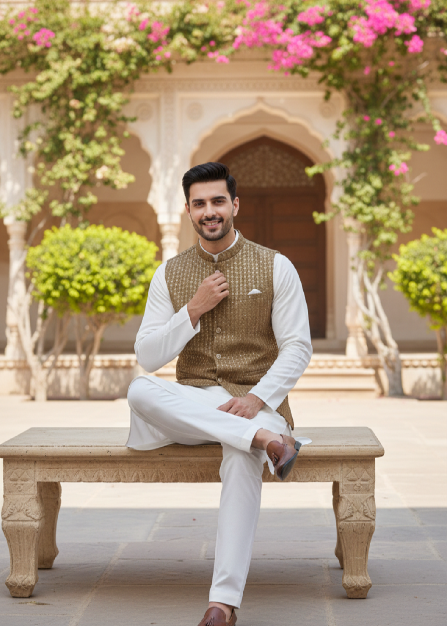 silk Waistcoat in Brown