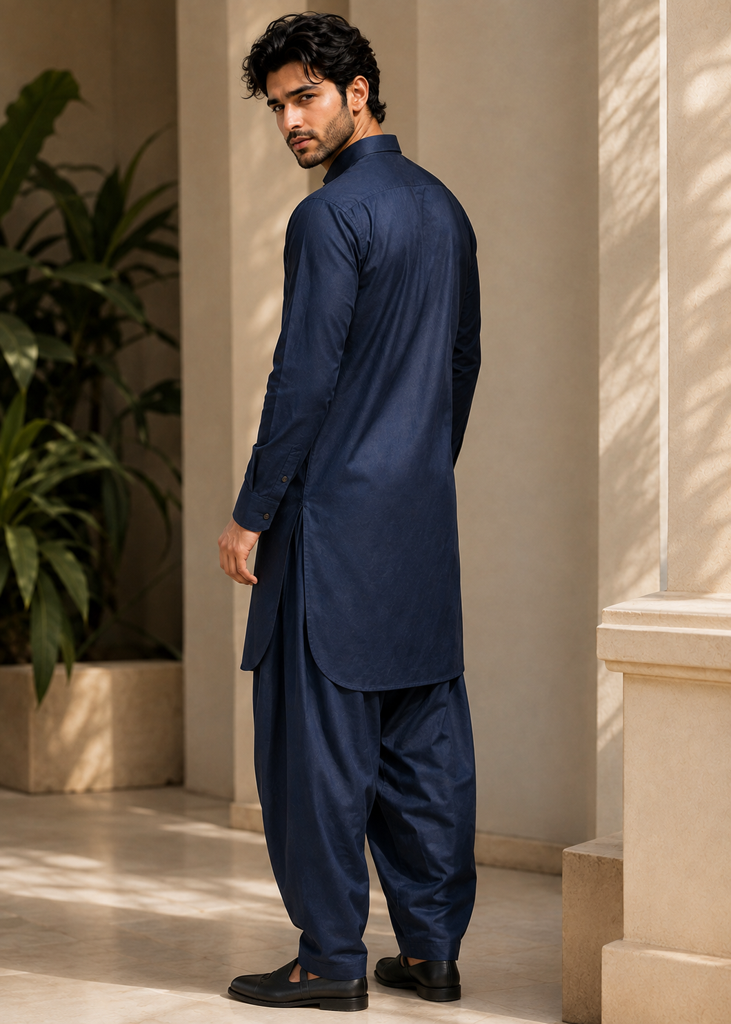 cotton Shalwar Kameez in Dark blue