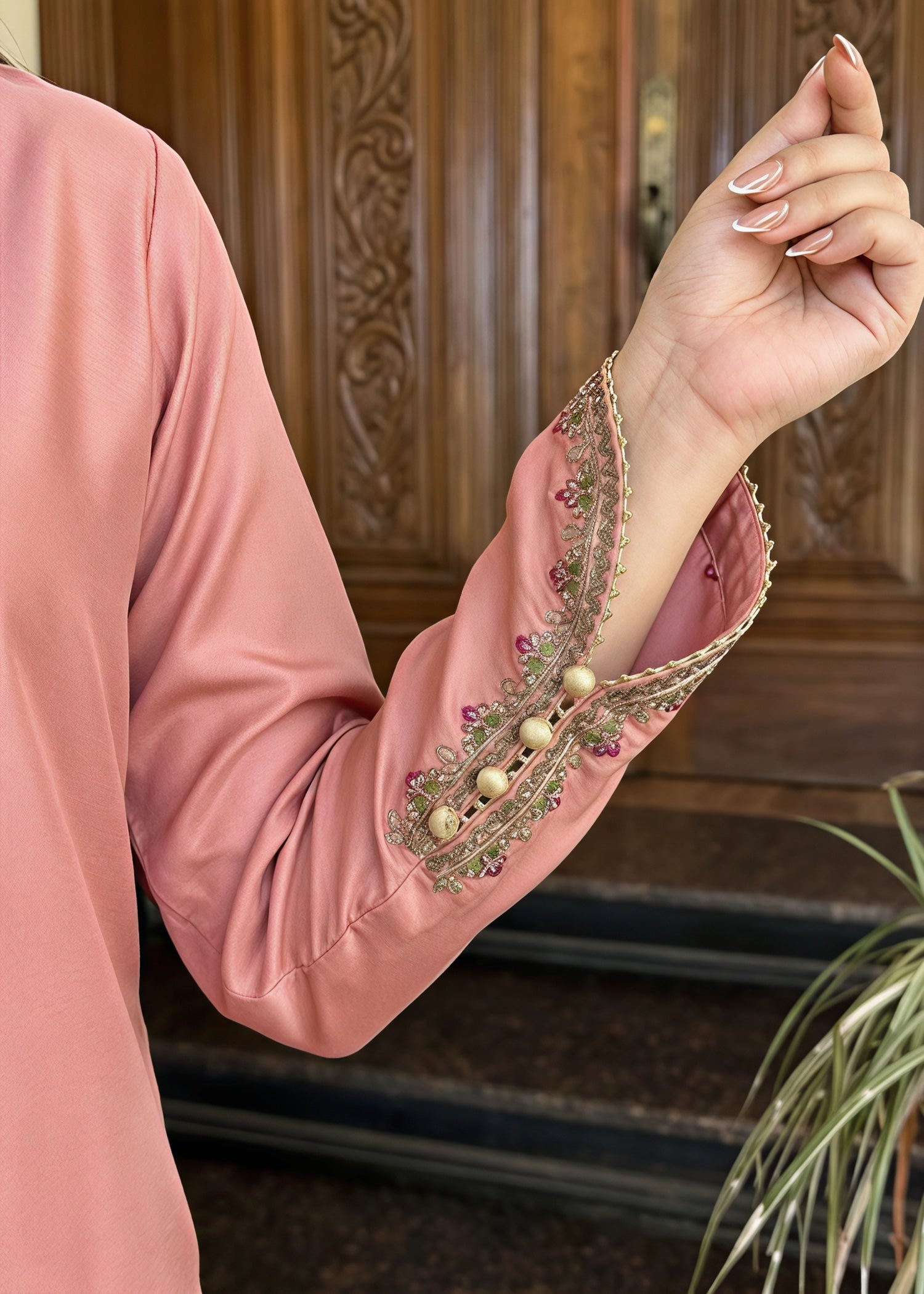 silk Kurta Set in Indian pink
