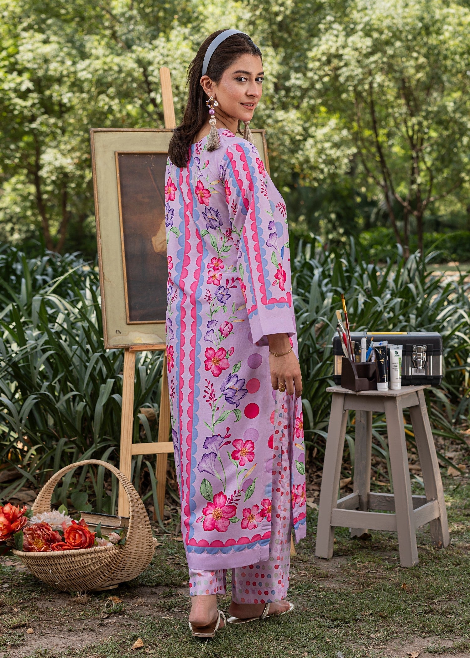 cotton silk Co Ord Sets in Lilac