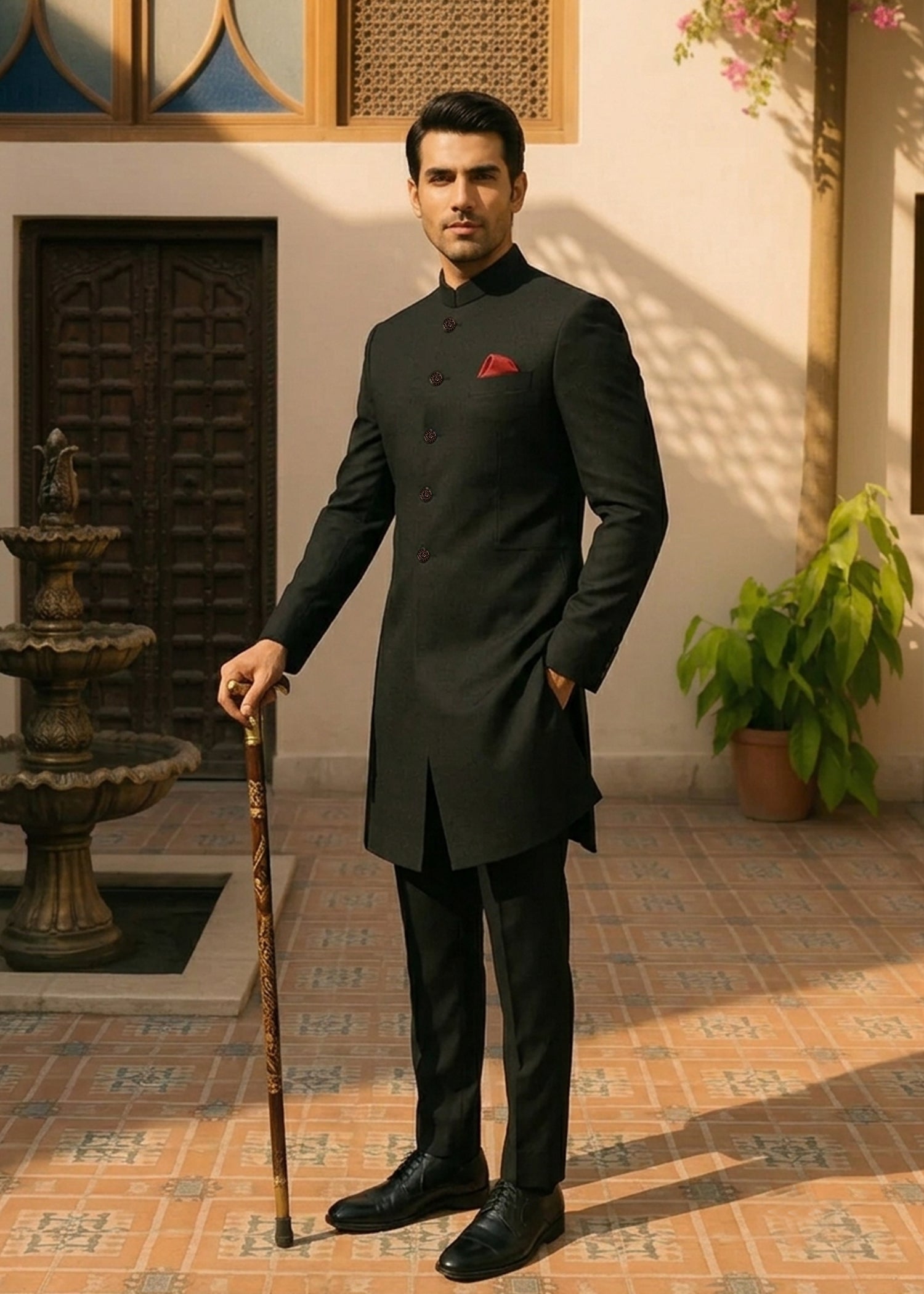 suiting Sherwani in Black
