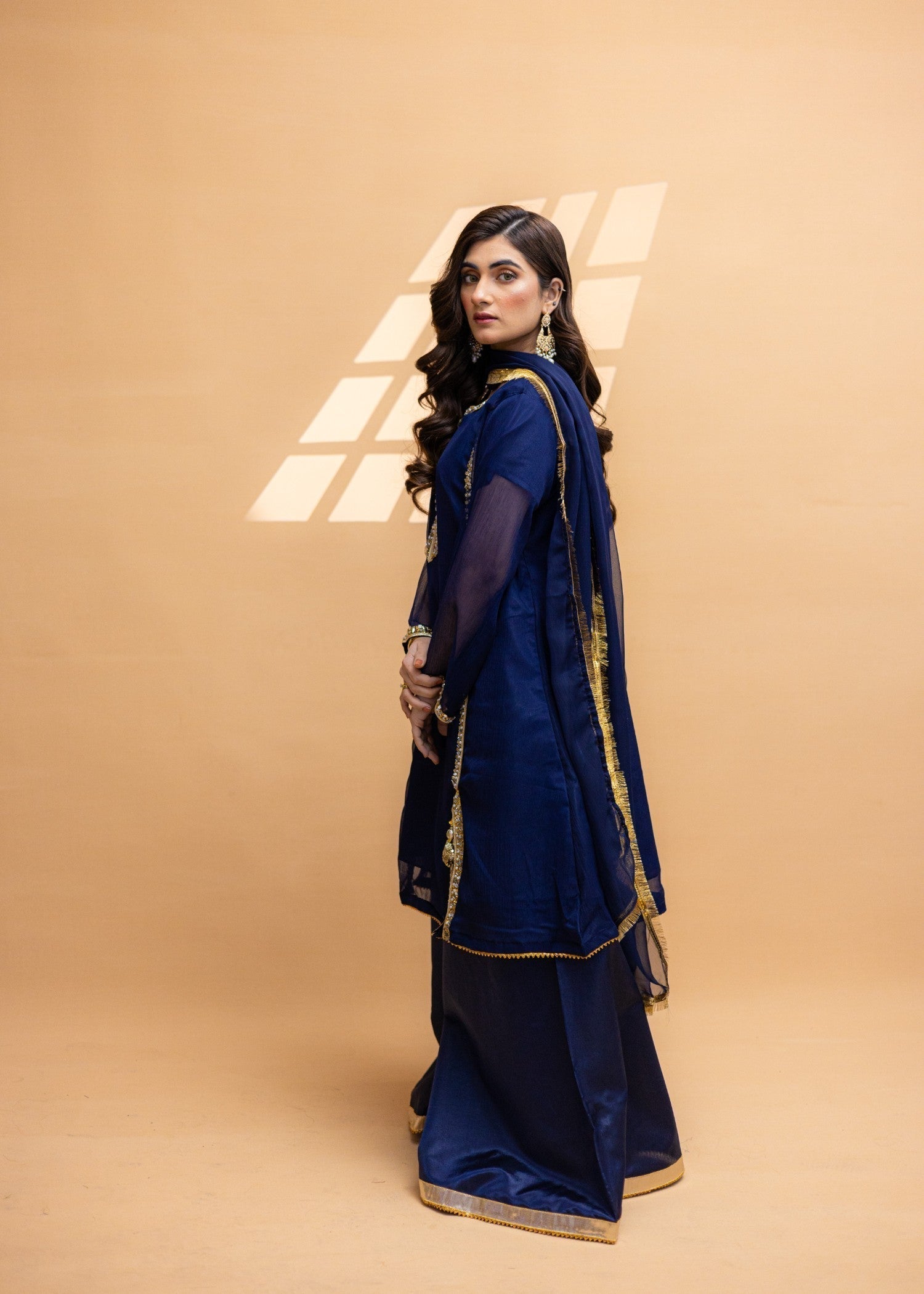 chiffon Short Frock in Navy blue