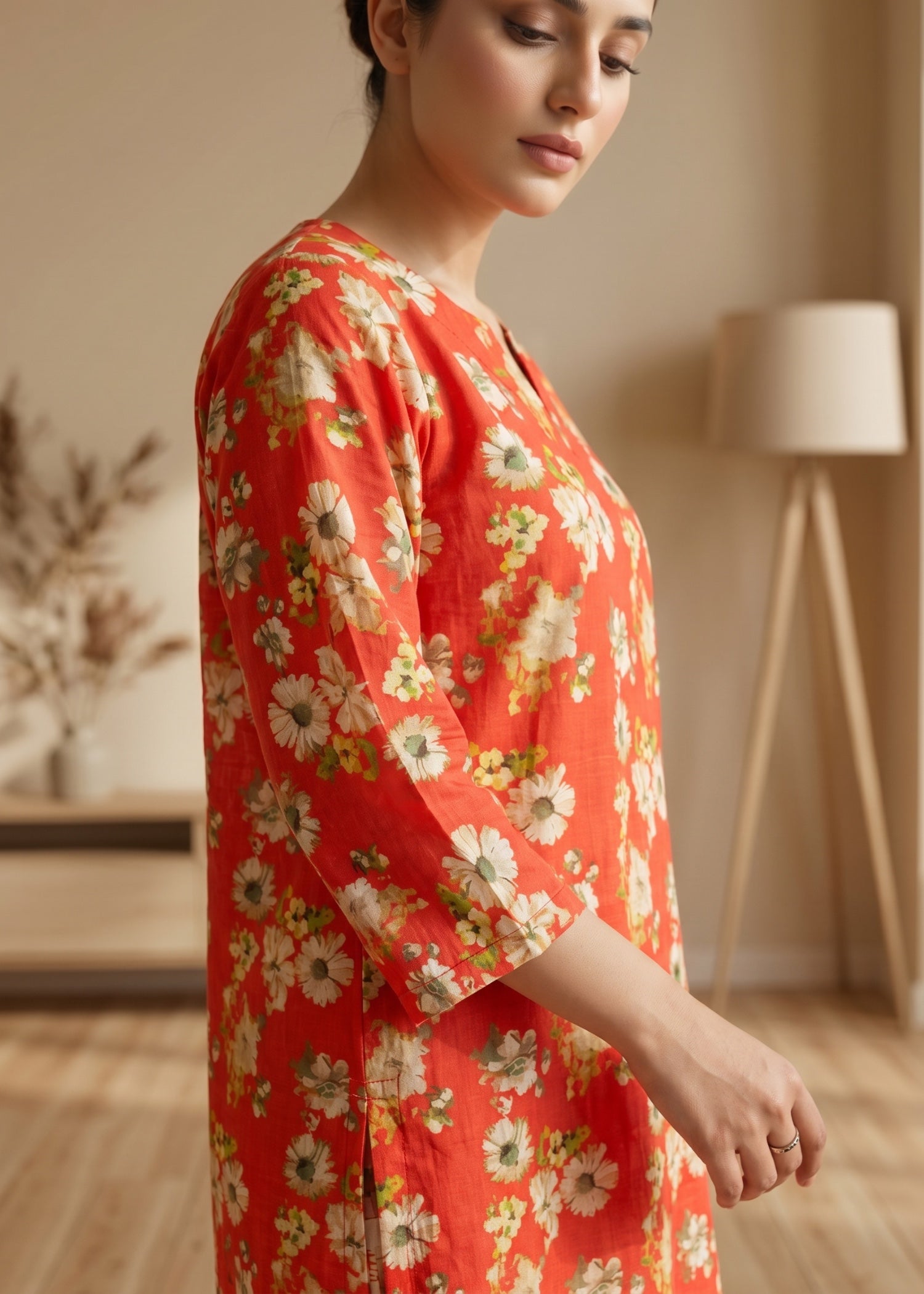 lawn cotton Kurti in Persian red