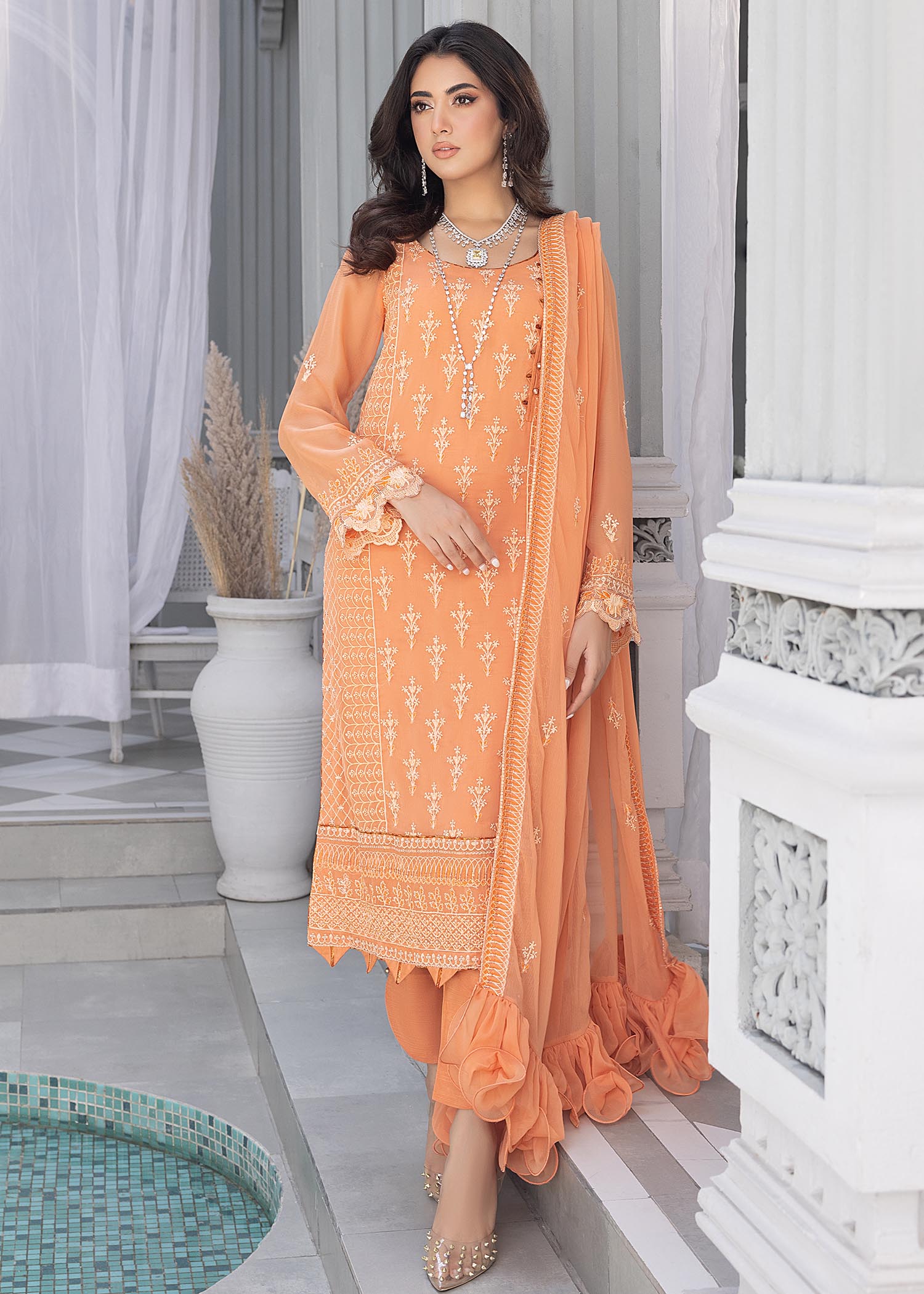 chiffon Unstitched in Orange