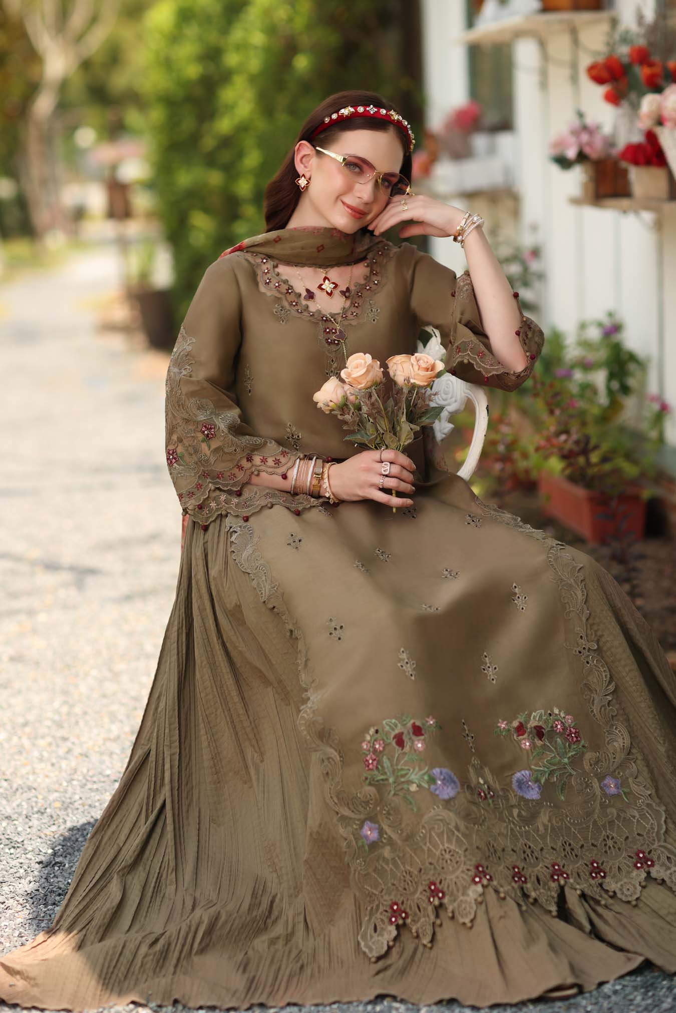 Noor Eid Printskhas Lawn – D8 – Mocha Sienna