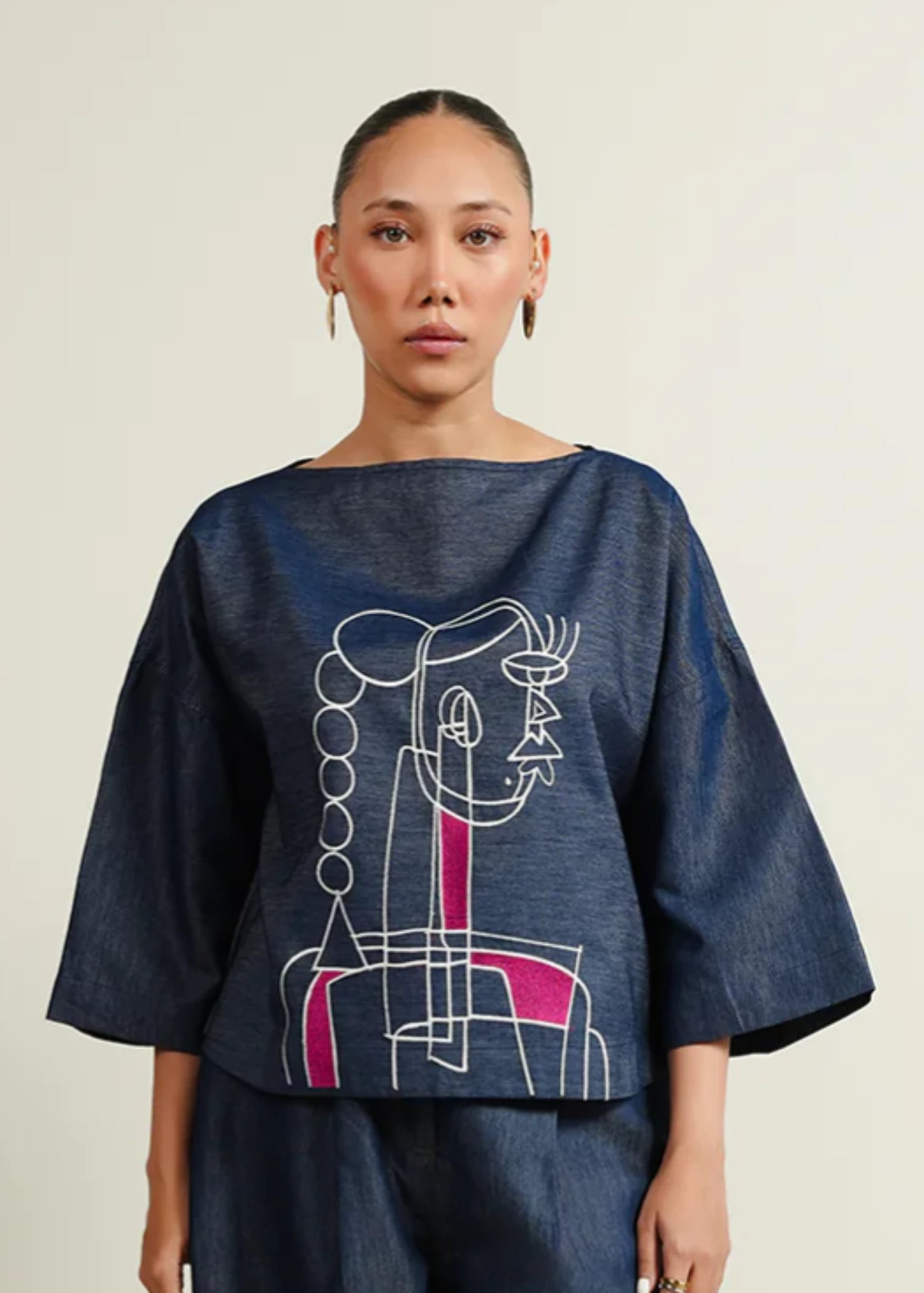 crepe Top in Blue
