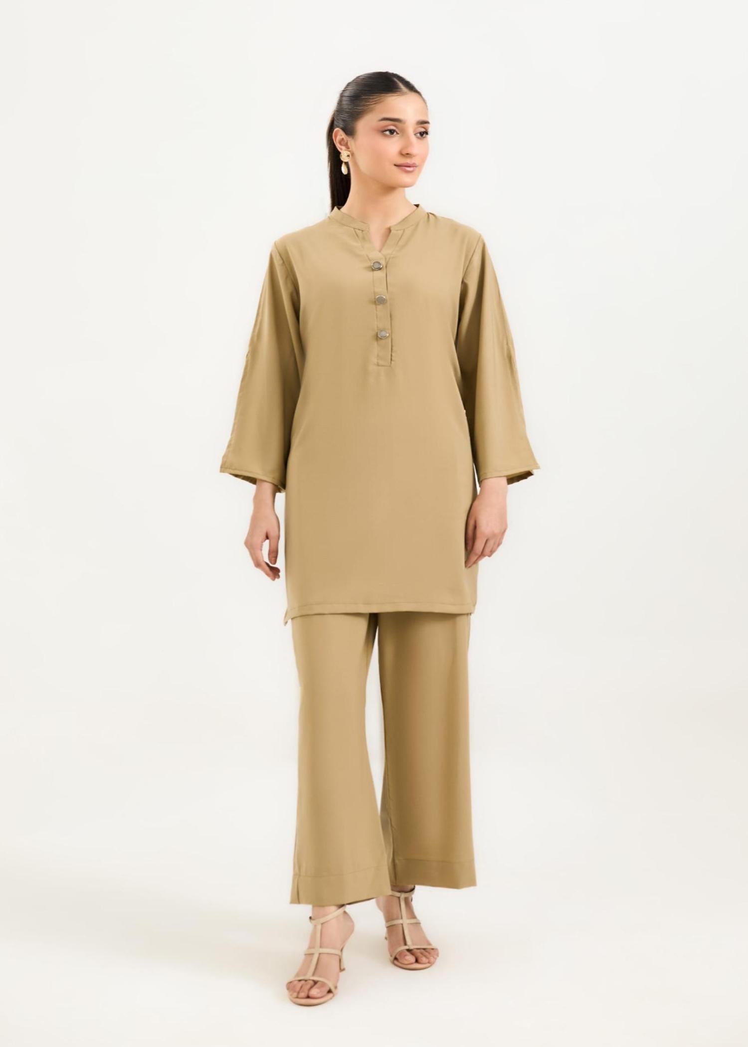 polycotton Co Ord Sets in Wheat, tan brown