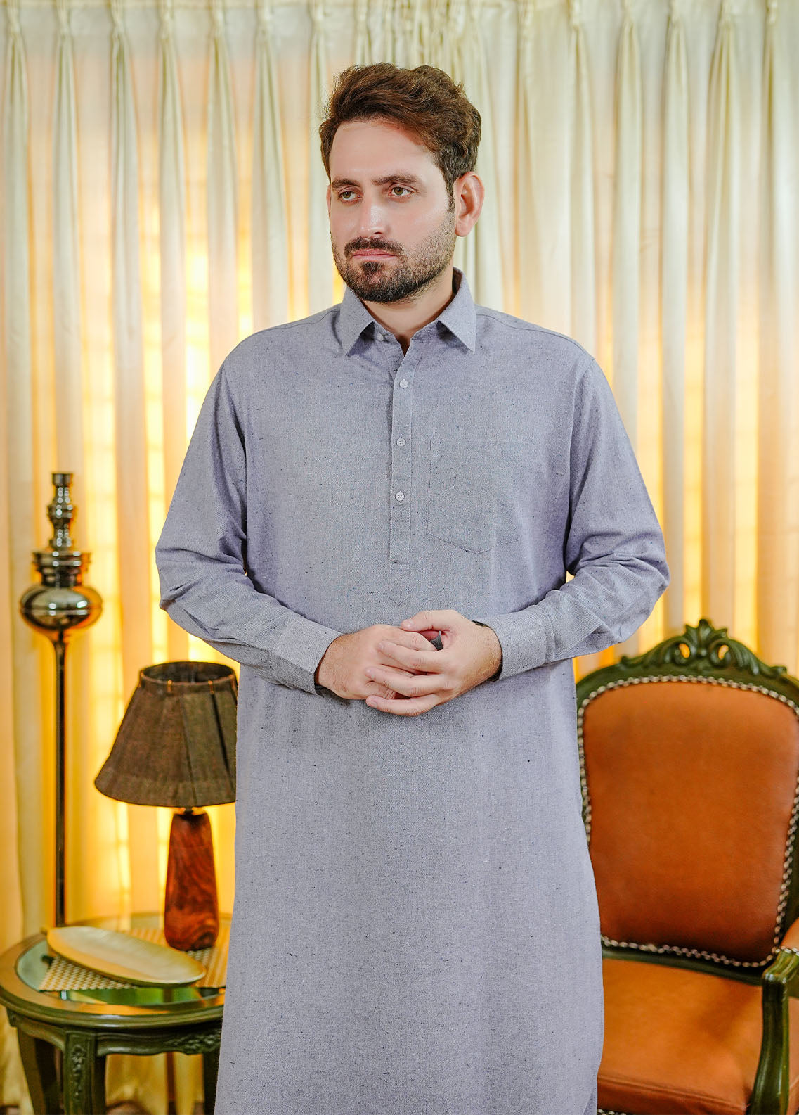 wool viscose Shalwar Kameez in Lilac