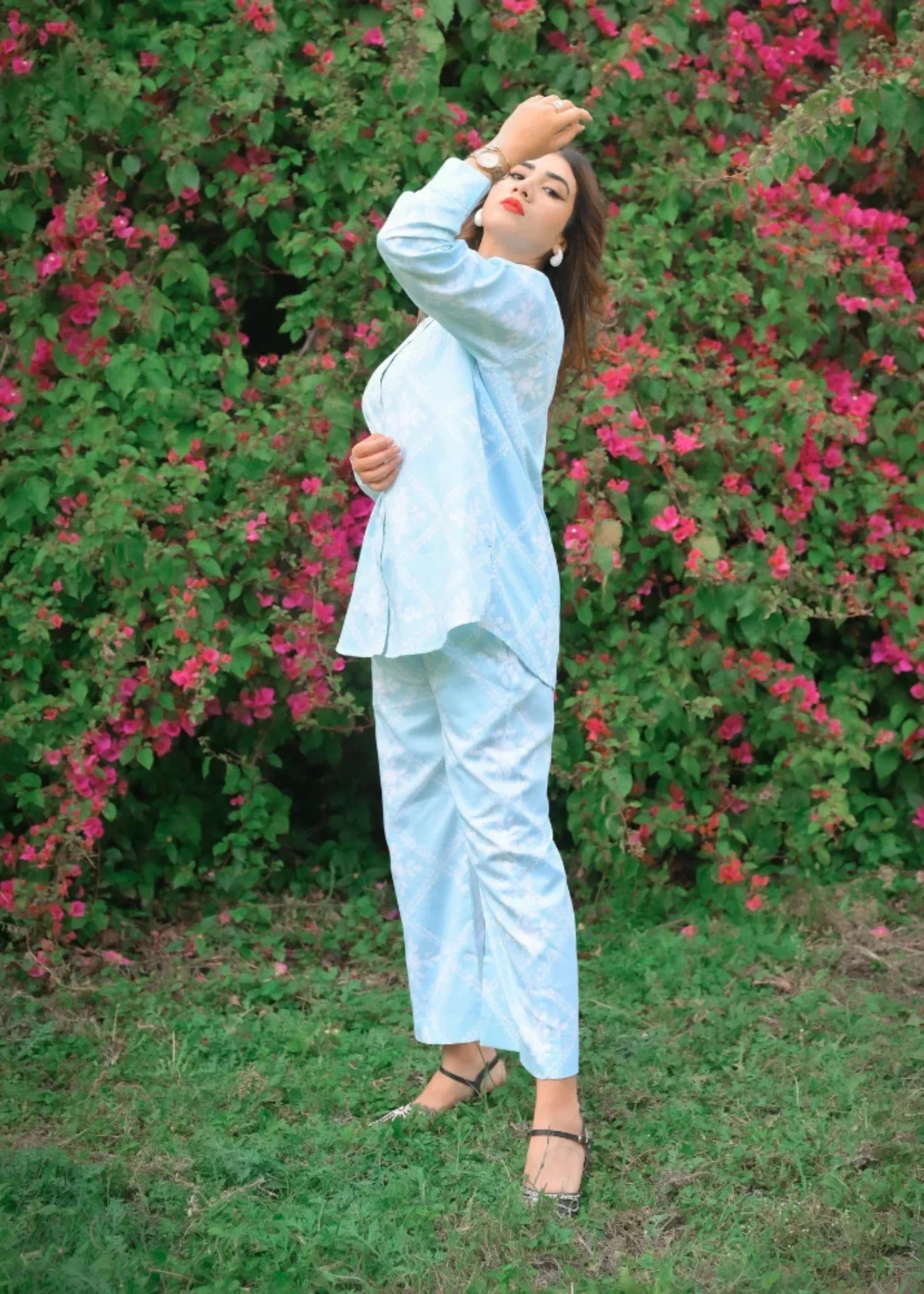 cotton Co Ord Sets in Powder blue