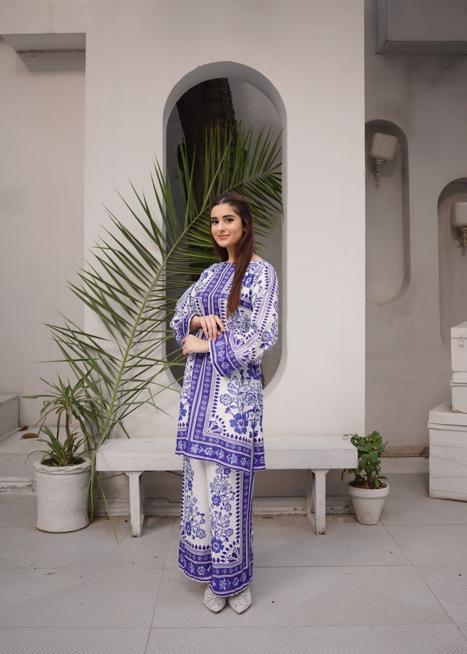 slub khaddar Co Ord Sets in Blue