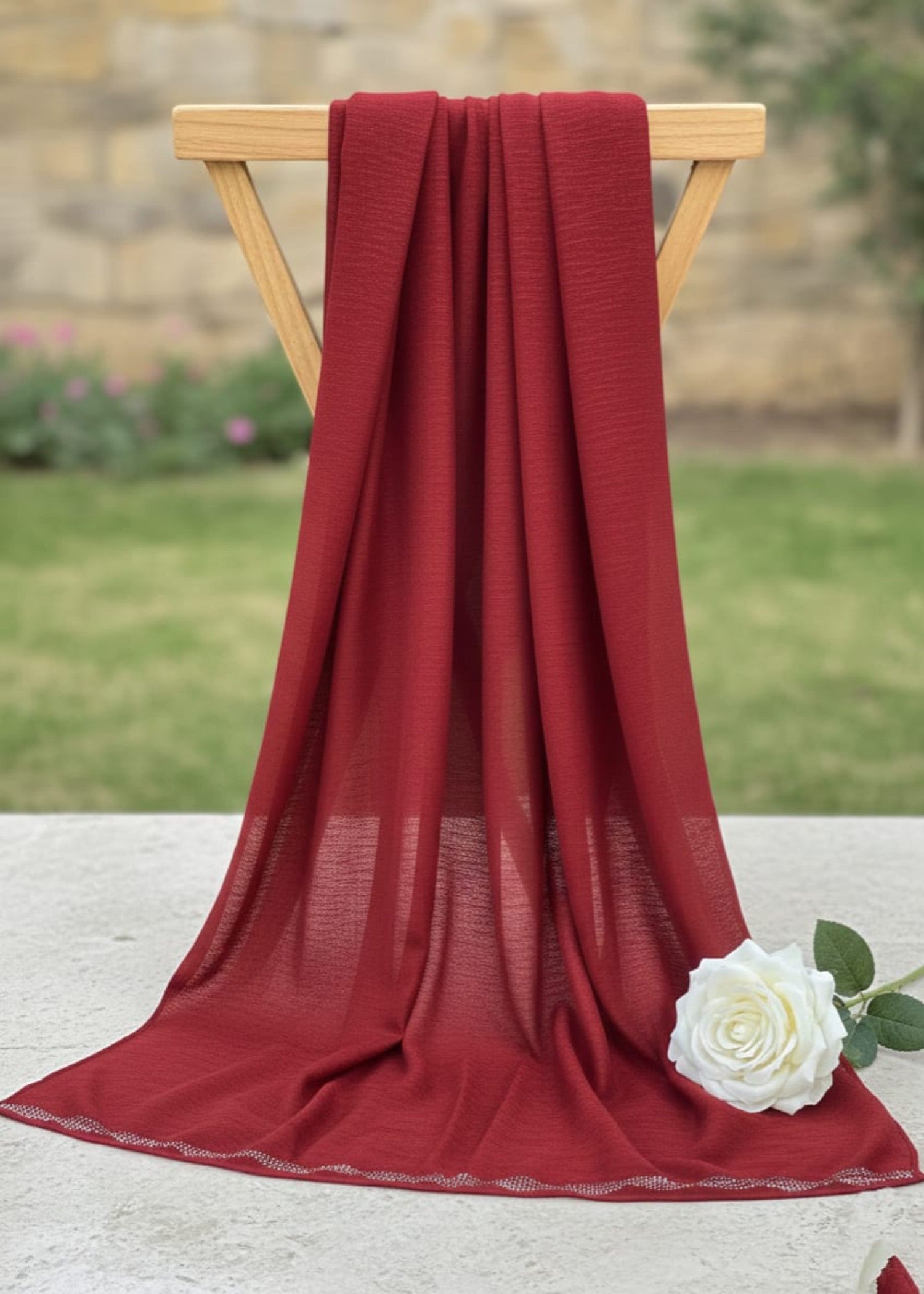 crushed velvet Hijab in Red