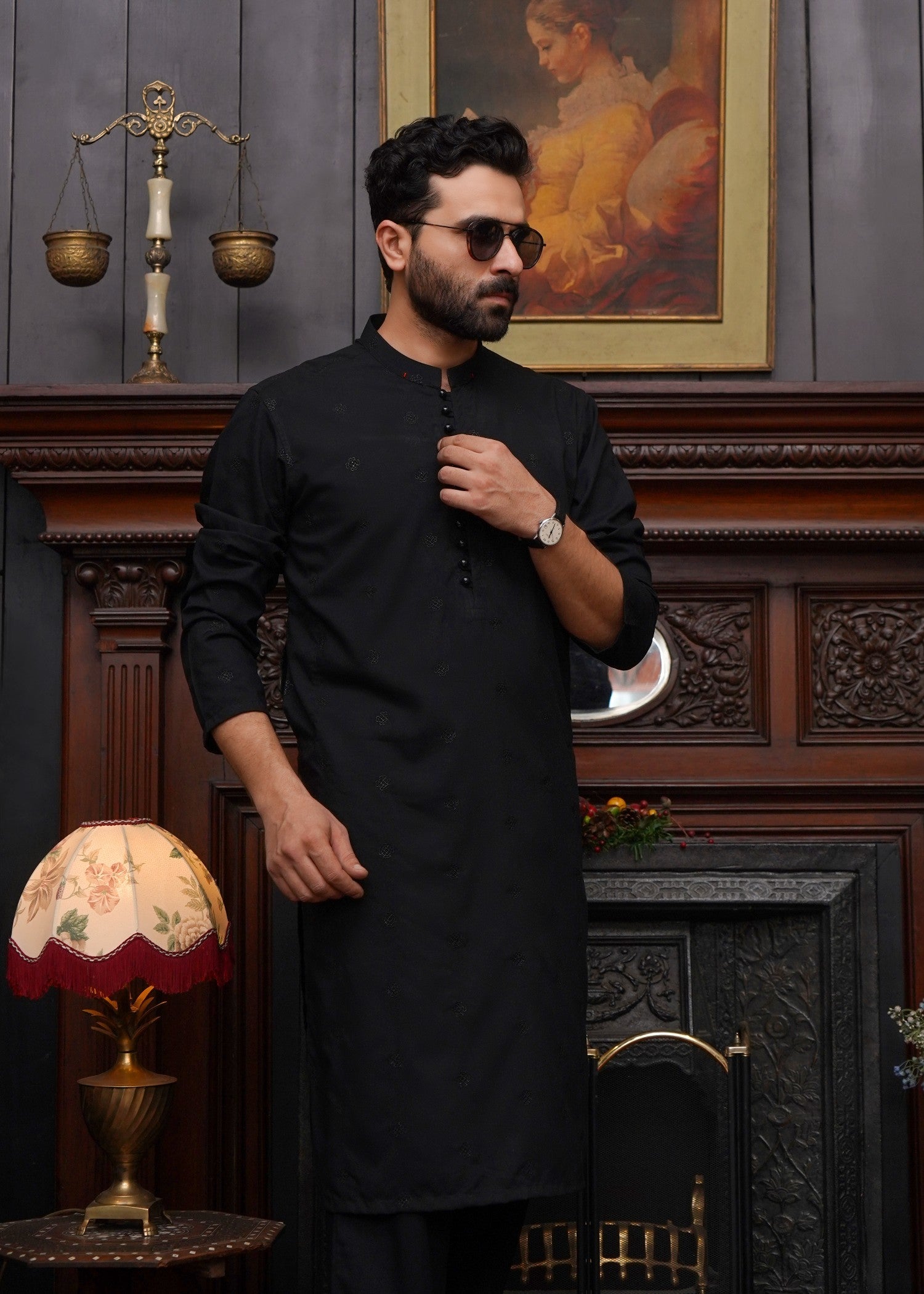 wash & wear Shalwar Kameez in Black by Maqsood Garments