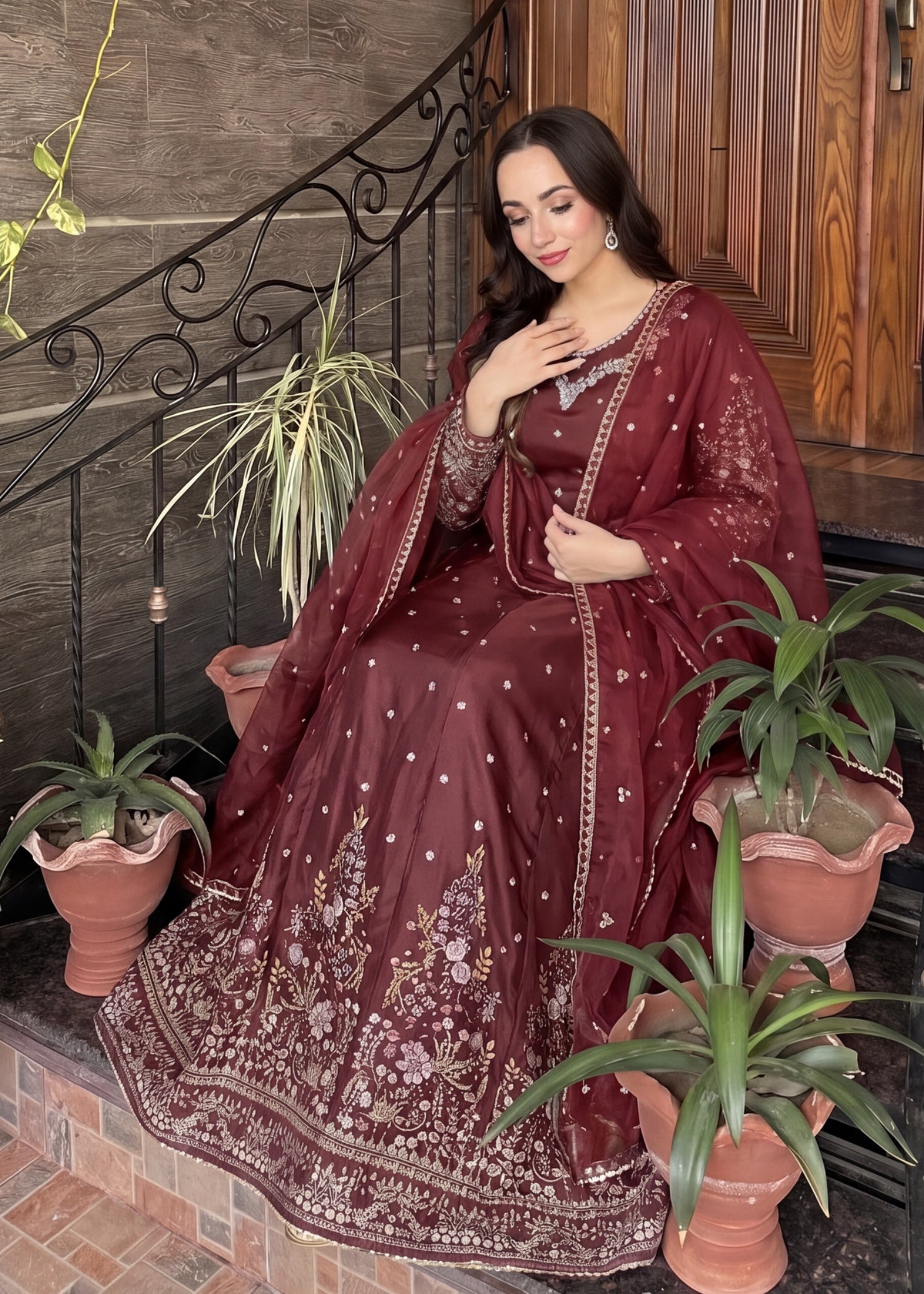 silk Maxi in Maroon