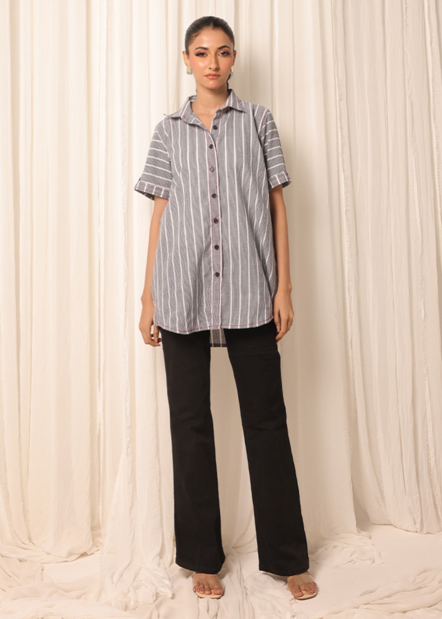 yarn dyed Kurti in Black