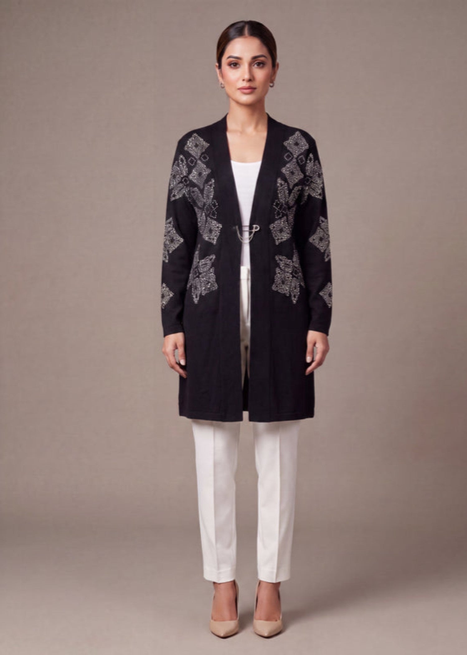 wool Cardigan in Black