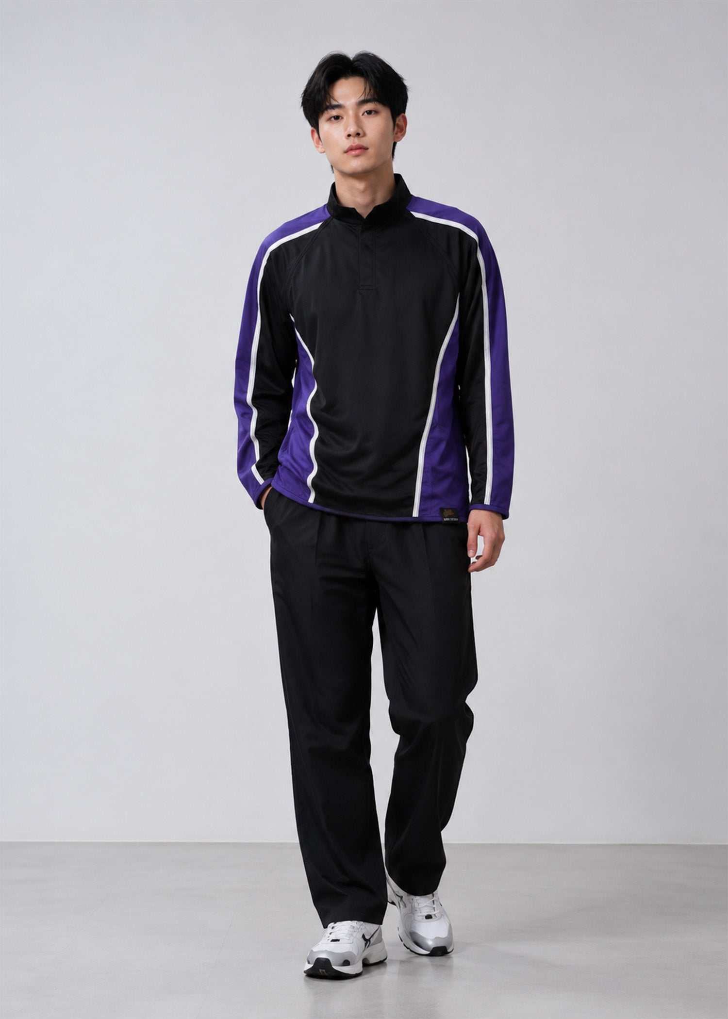 polyester Polo Shirt in Black, purple, white