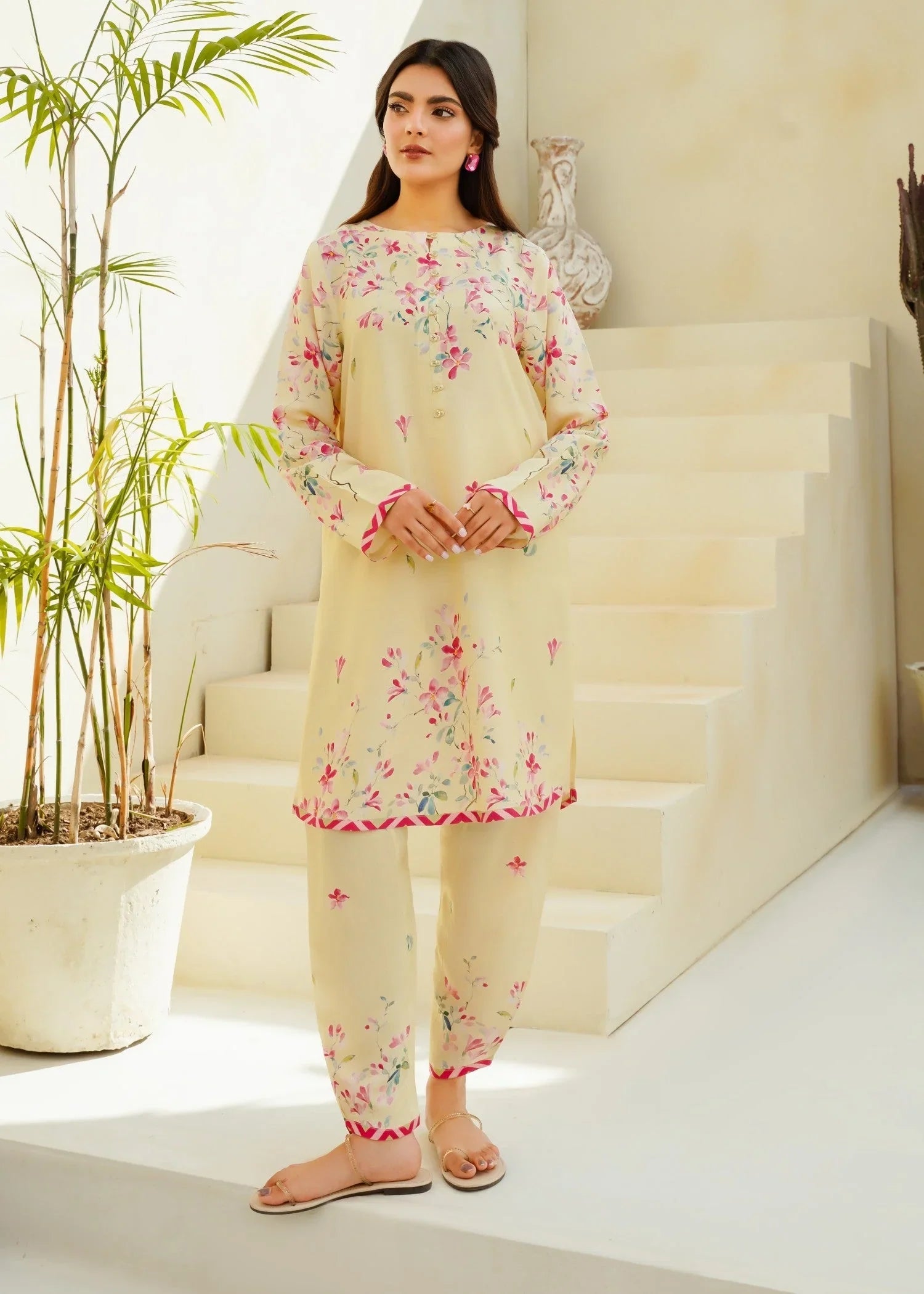 cotton silk Co Ord Sets in Lemon