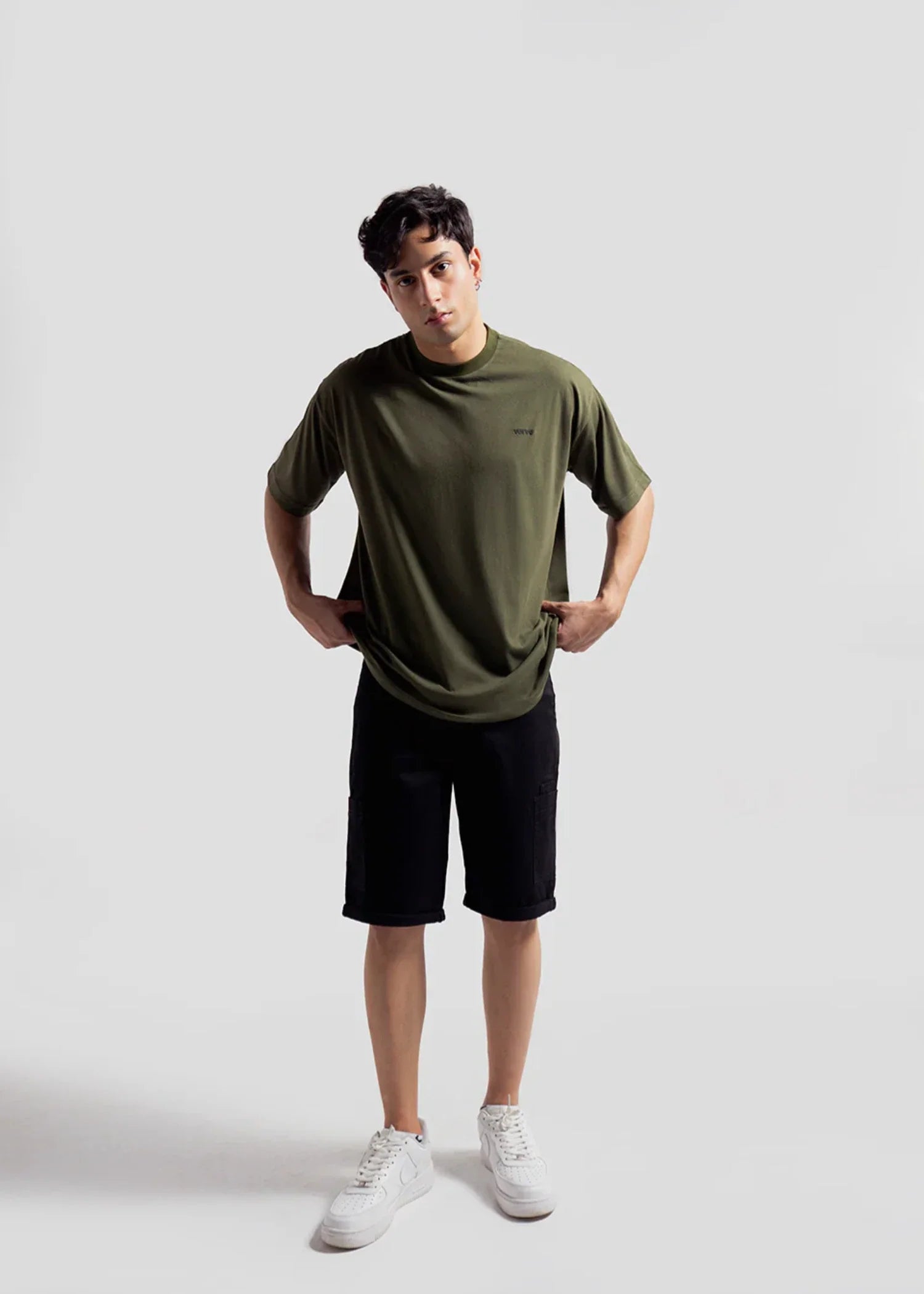 cotton T Shirt in Olive green