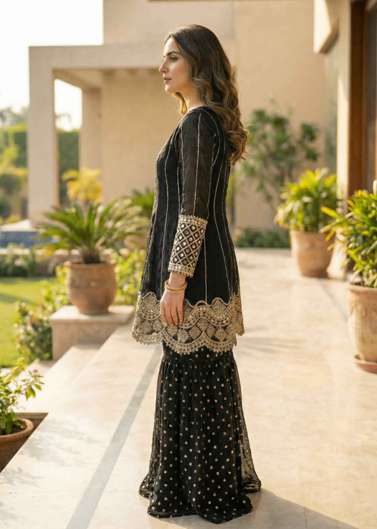 net Gharara in Black