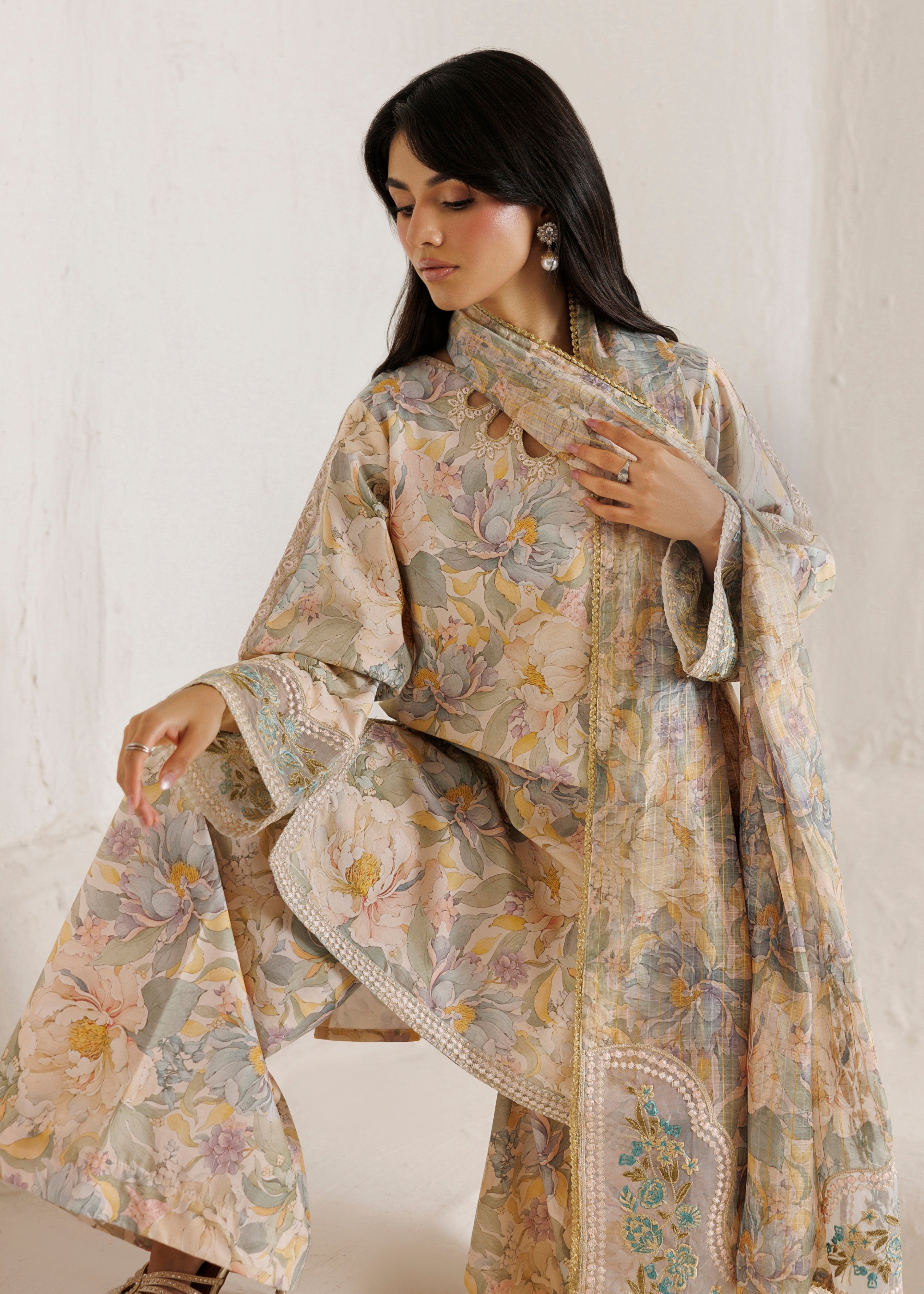 cotton Kurta Set in Multi