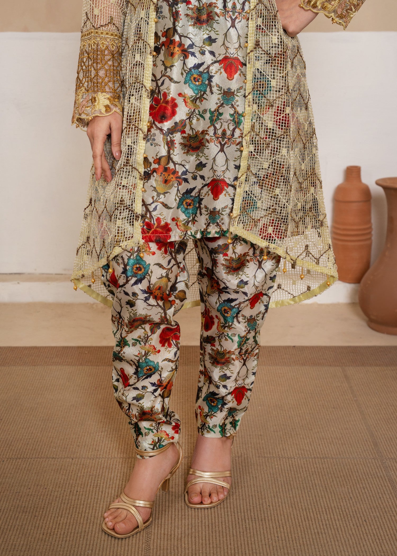 kattan silk Gown in Multi