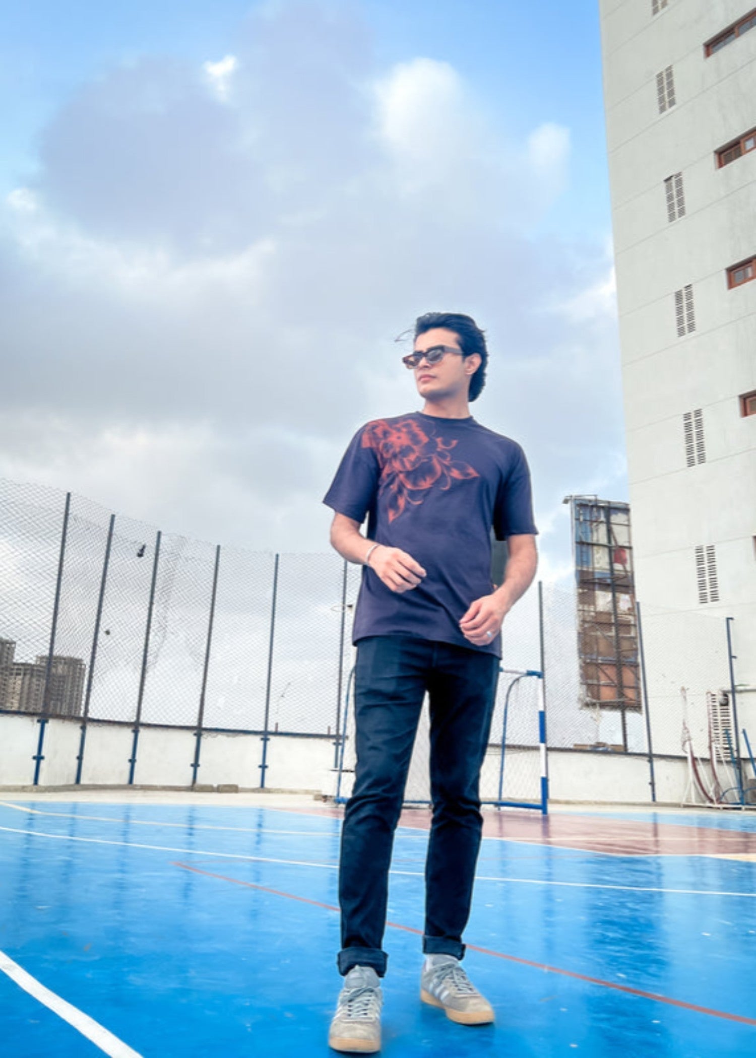 polycotton T Shirt in Black