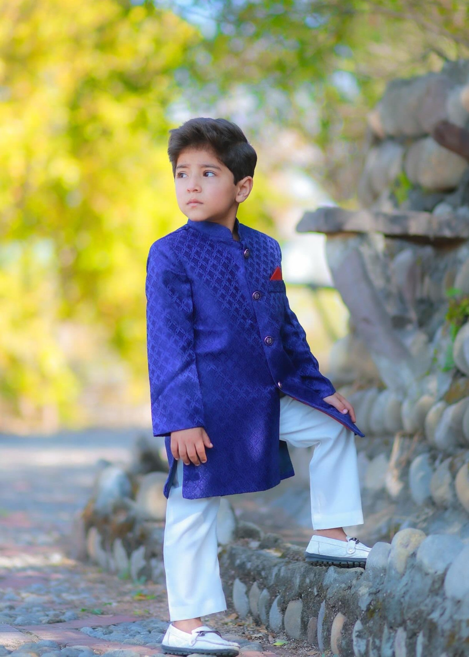 jamawar Sherwani in Blue