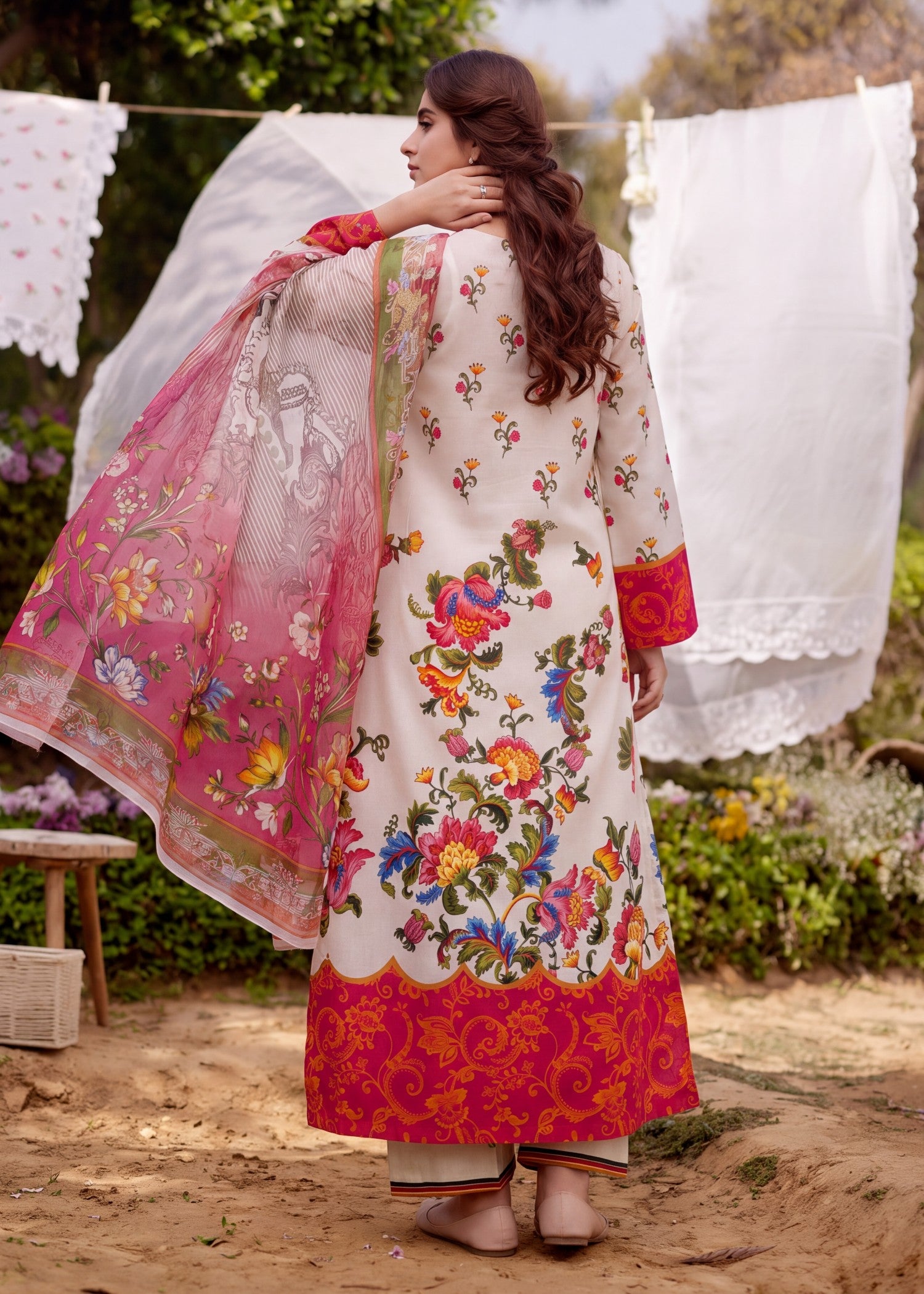 lawn Kurta Set in Pastel pink