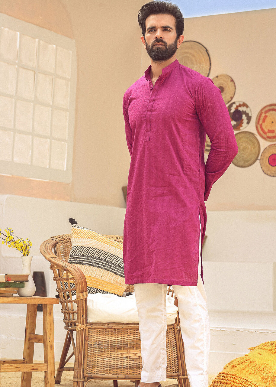 cotton Kurta in Magenta