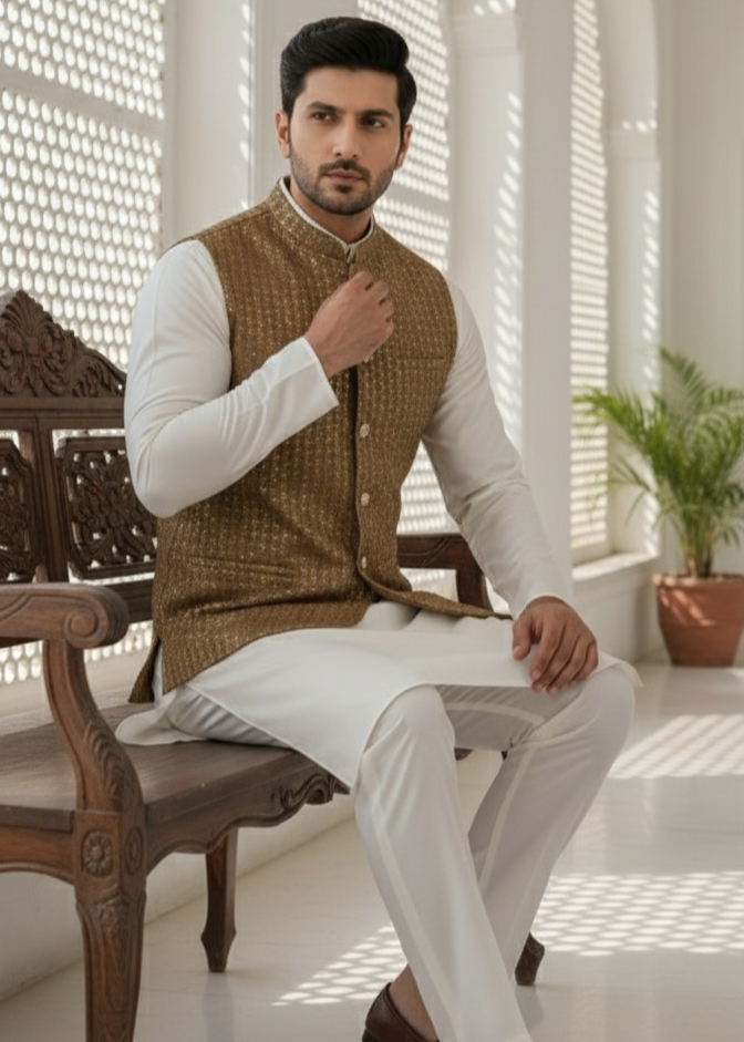 silk Waistcoat in Brown