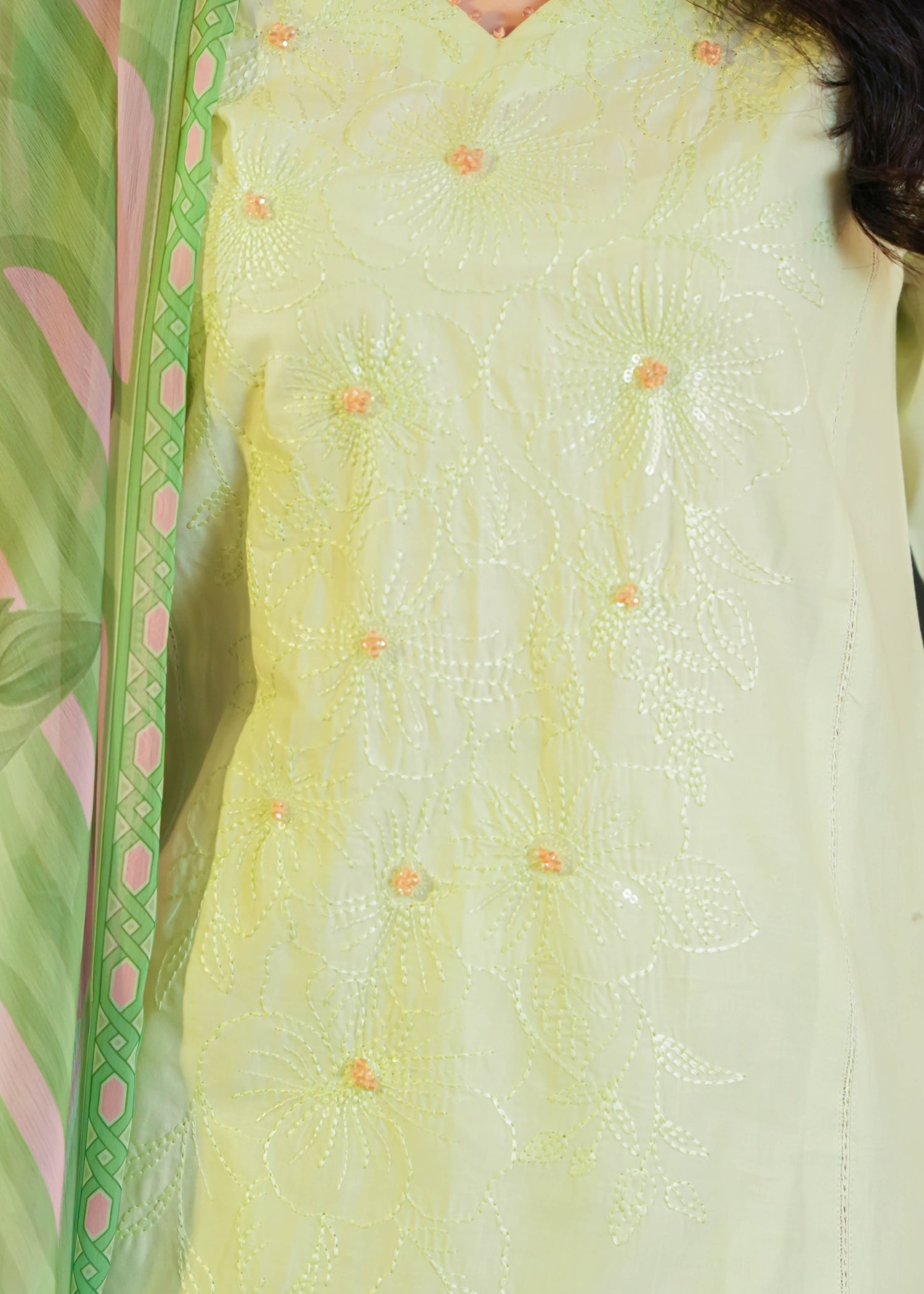 cotton Kurta Set in Pistachio green