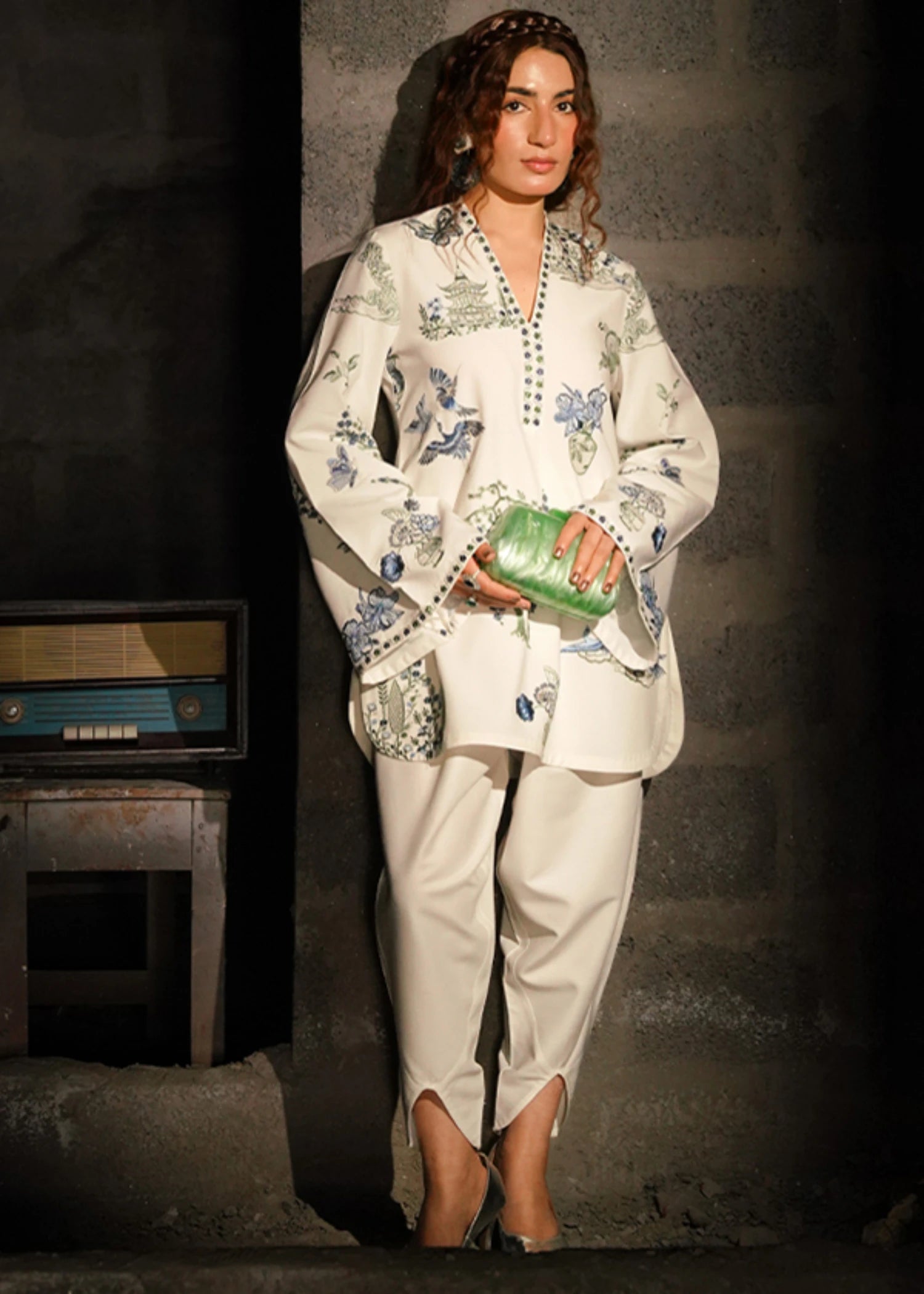 pure linen Kurta Set in White