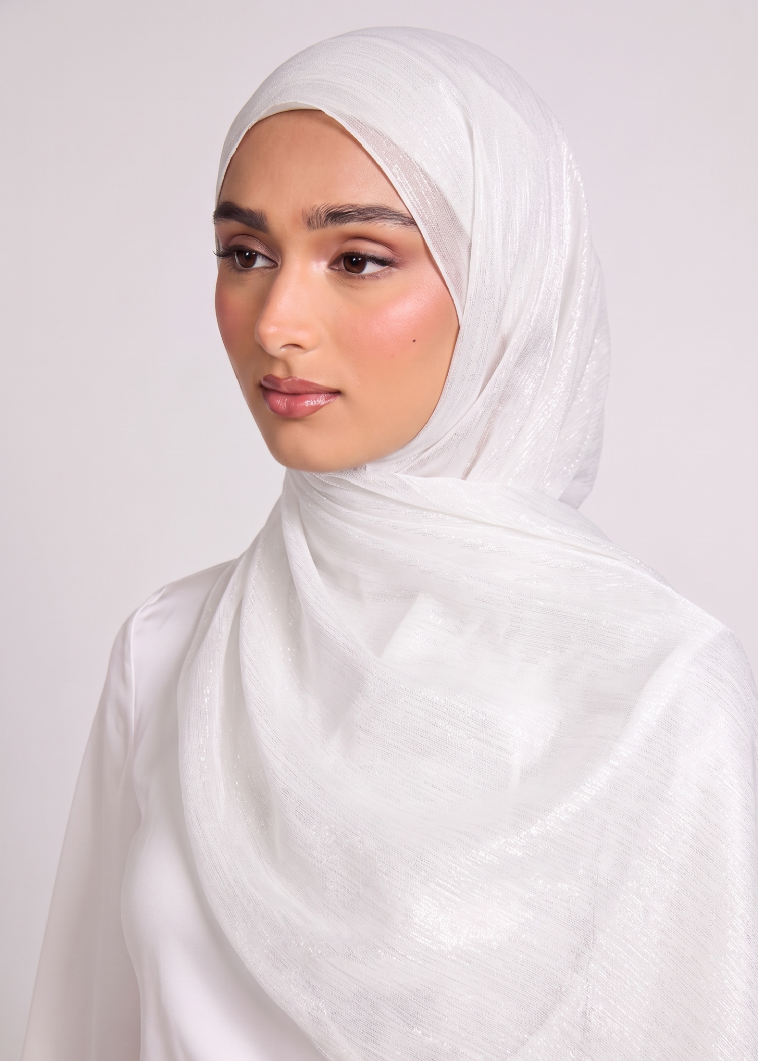 lurex organza Hijab in White