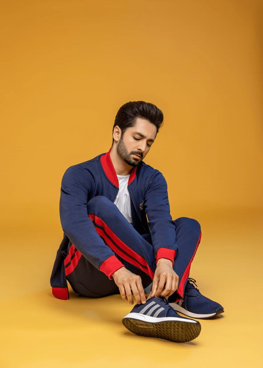 single jersey knit Tracksuit in Navy blue