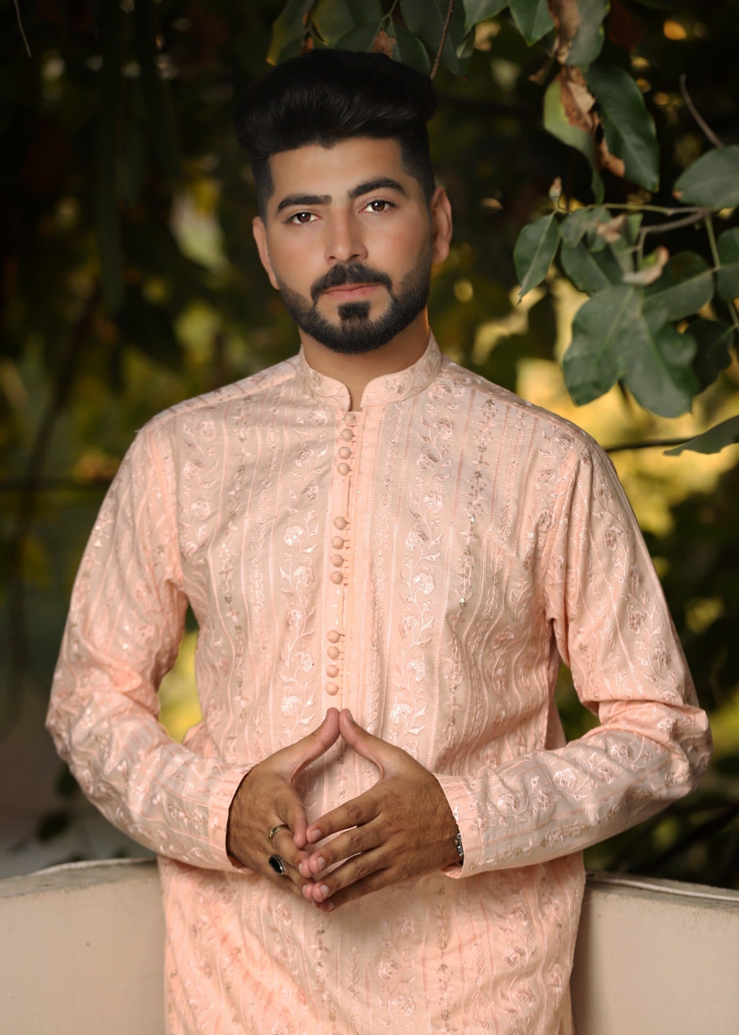 cotton silk Kurta in Peach pink
