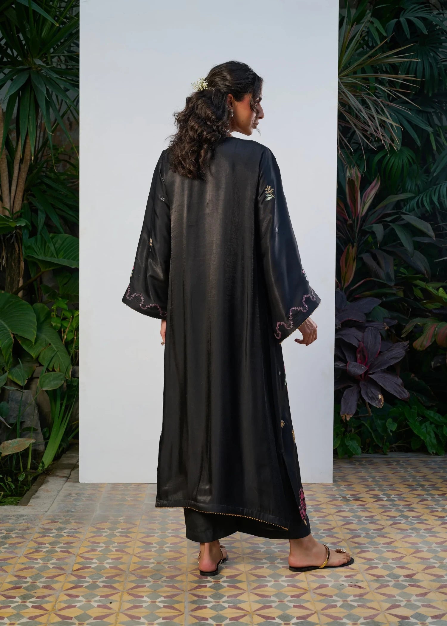 silk Gown in Black