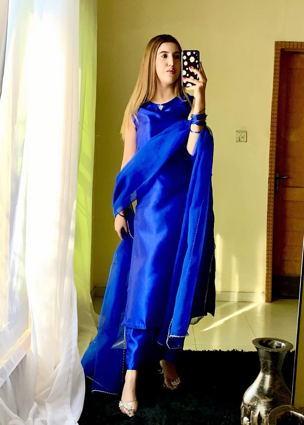 kattan silk Kurta Set in Blue
