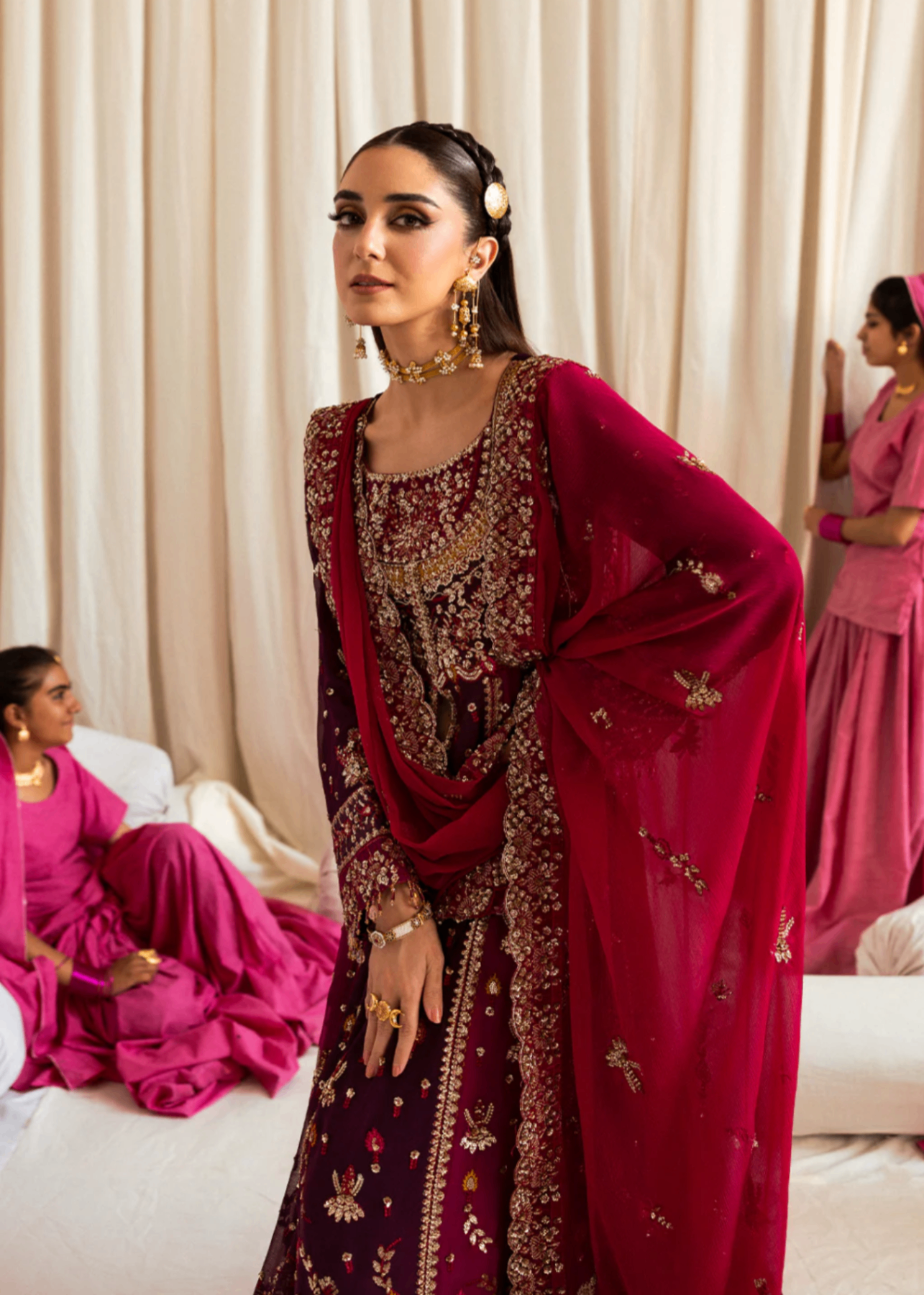 chiffon Unstitched in Burgundy