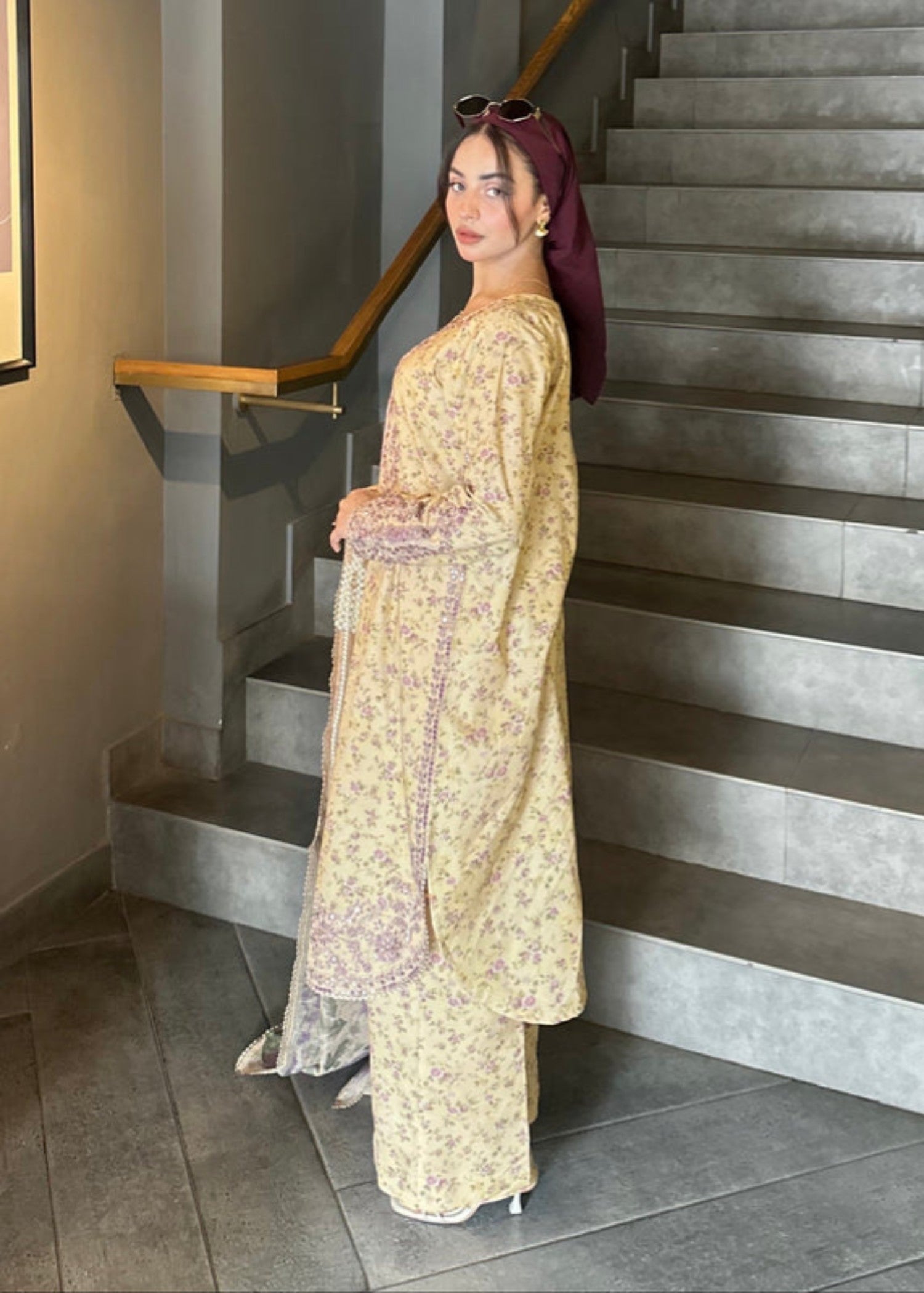 cotton dobby Kurta Set in Yellow