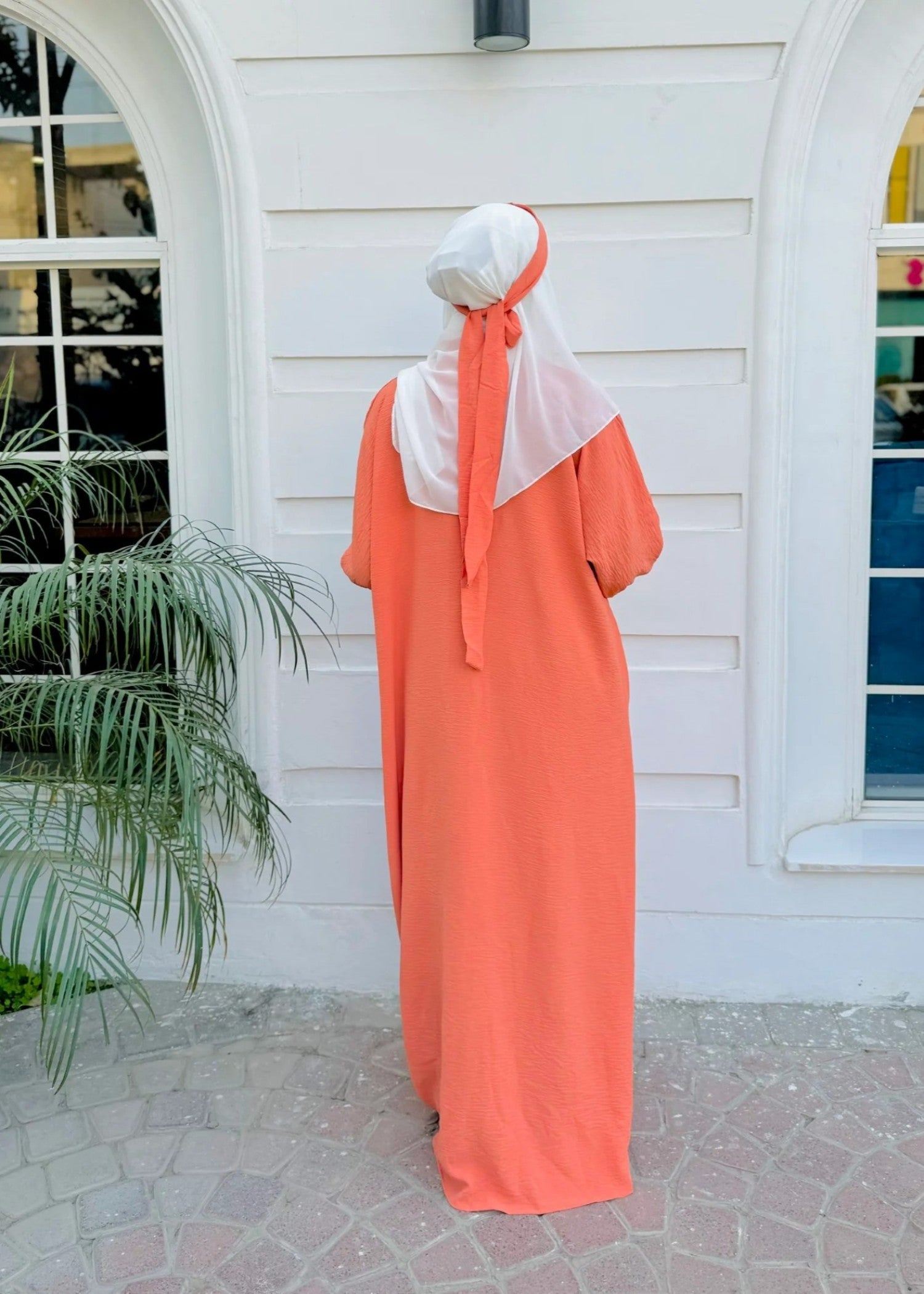 polyester Abaya in Coral pink