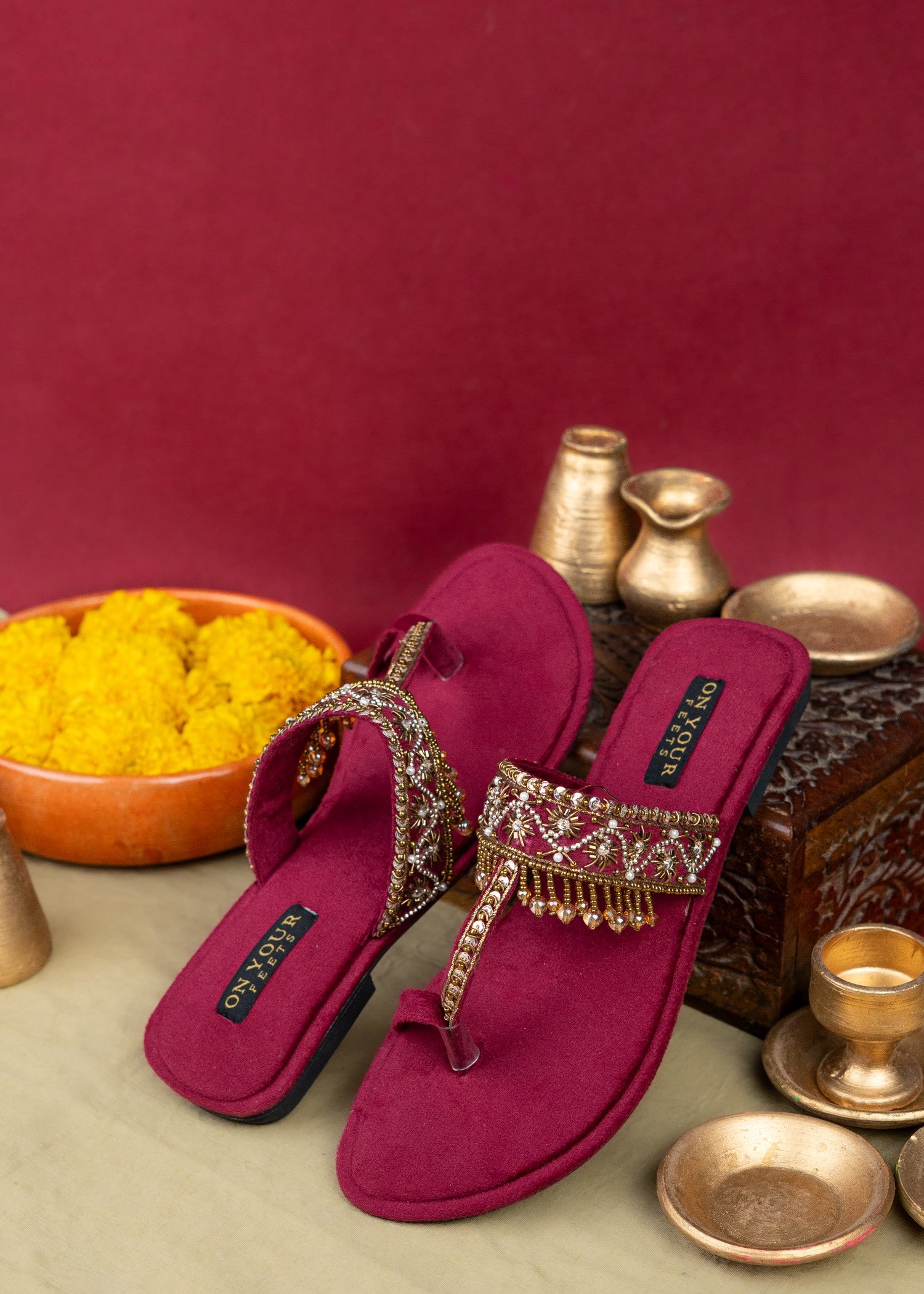 Kolapuri in Maroon by - High Quality Women Kolapuri YCQ8851