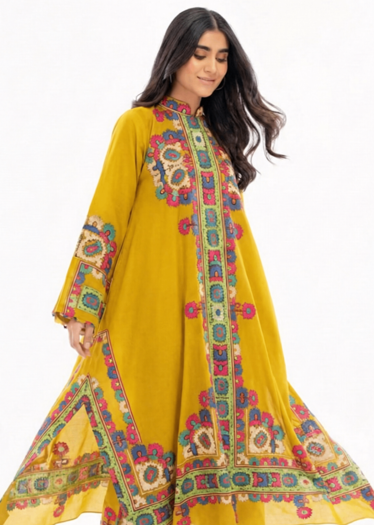 crepe Kurta Set in Lemon