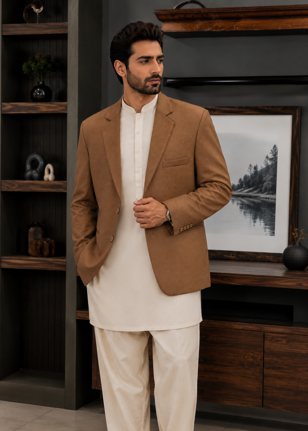 tropical Blazer in Camel brown