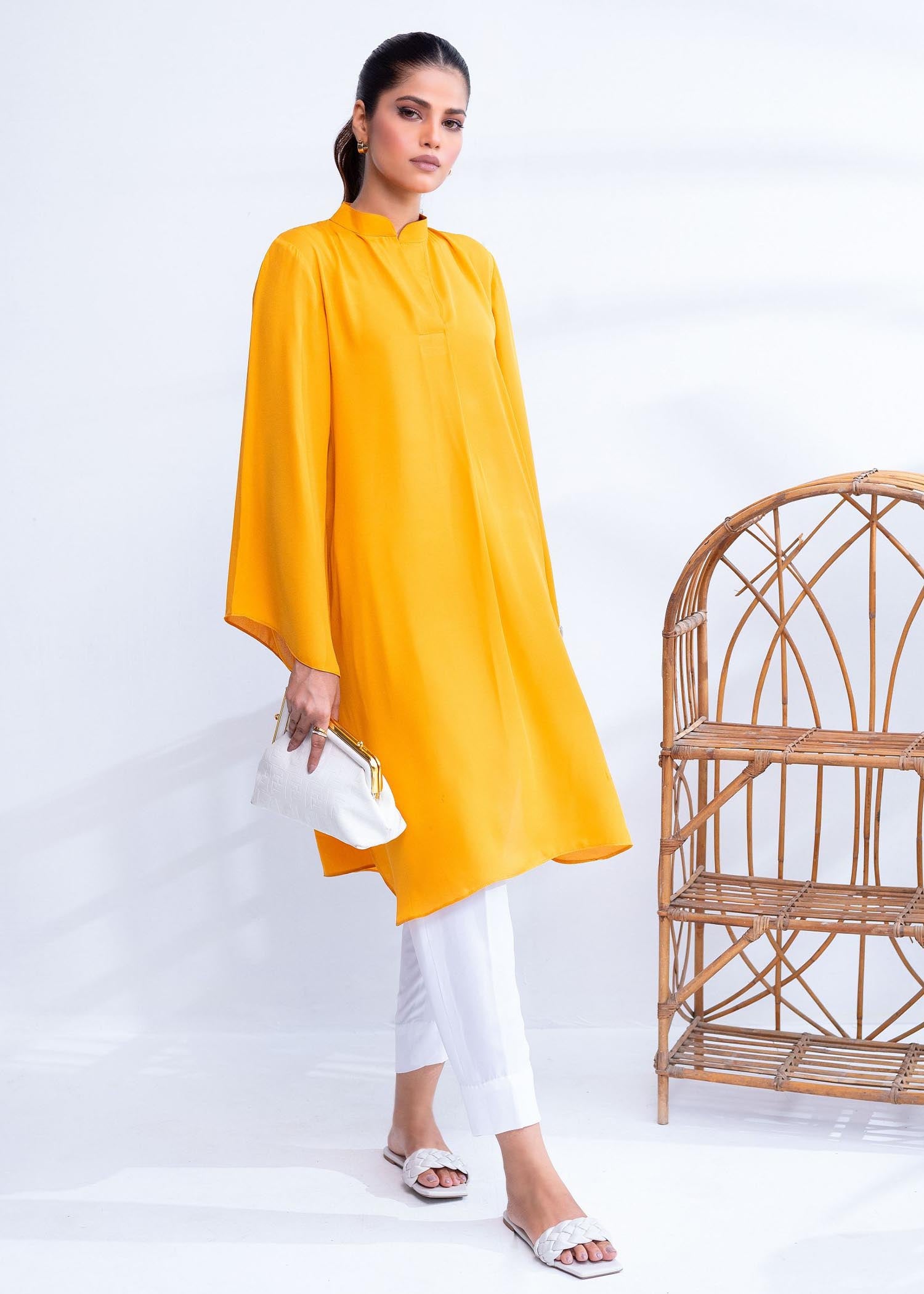 georgette chiffon Kurta Set in Yellow