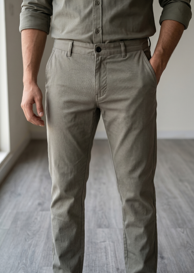 cotton satin Pants in Sage green