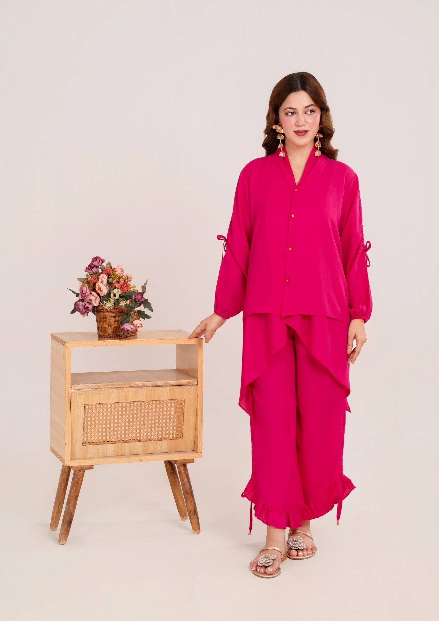 georgette Co ord Sets in Hot pink
