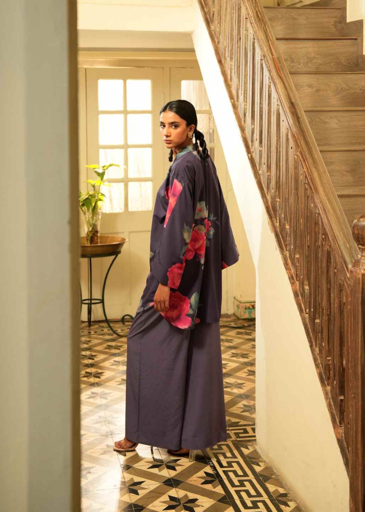 crepe Co ord Sets in Grape