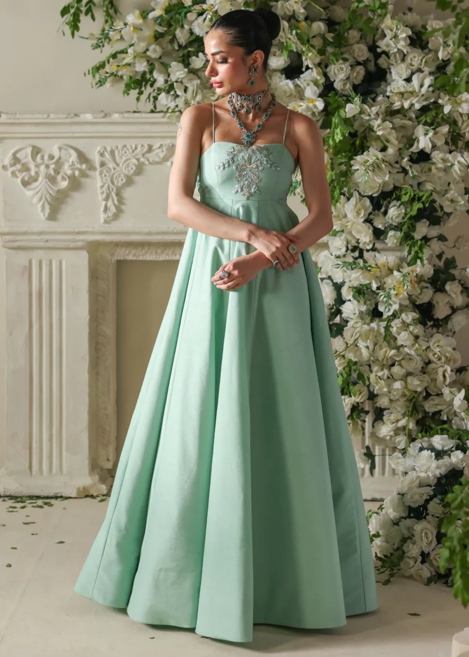net Gown in Mint green